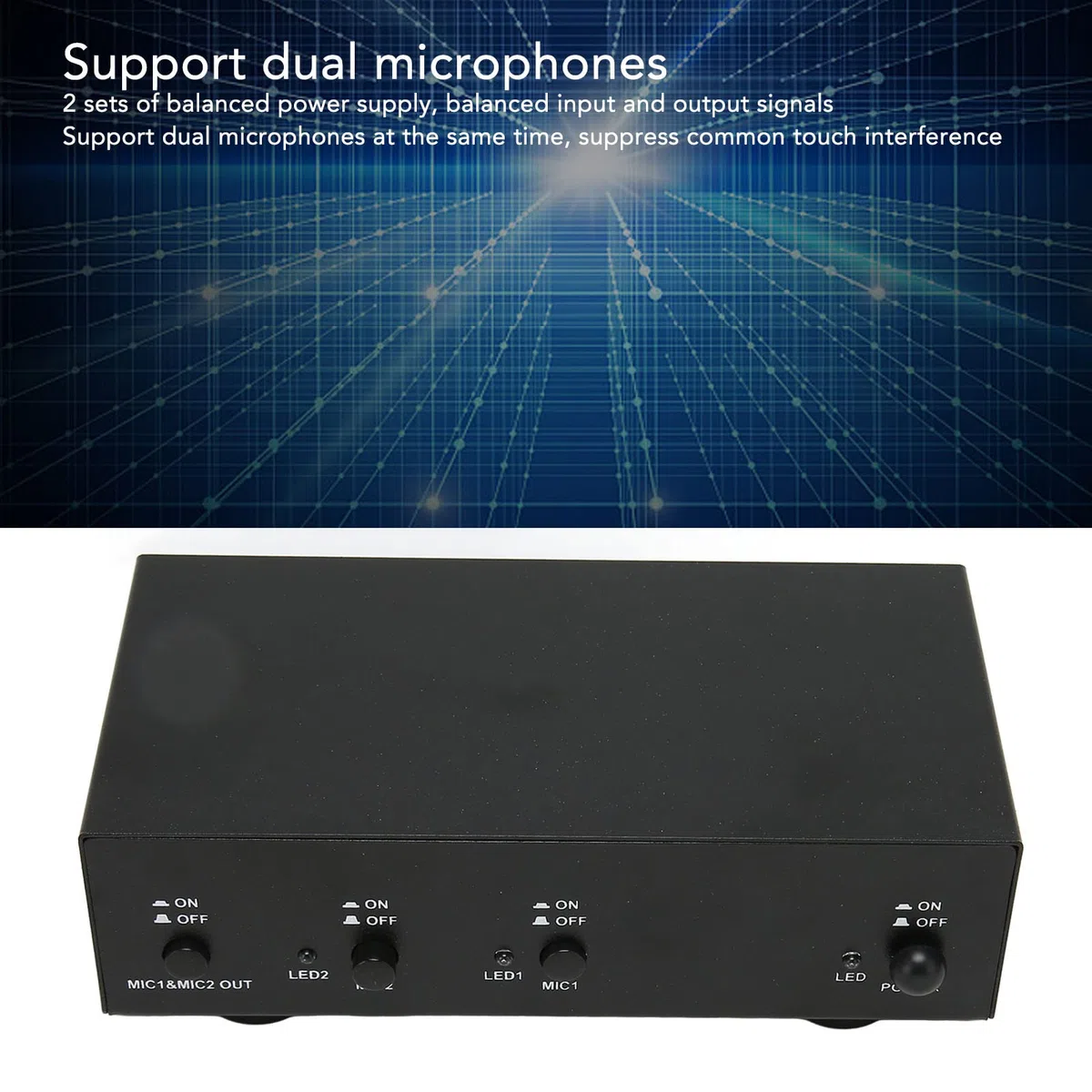 Alimentation Fantôme, Alimentation Fantôme 2 Canaux 48 V avec Câble XLR, Alimentation Universelle pour équipement D'enregistrement de Musique, Filtrage Passe-Bas