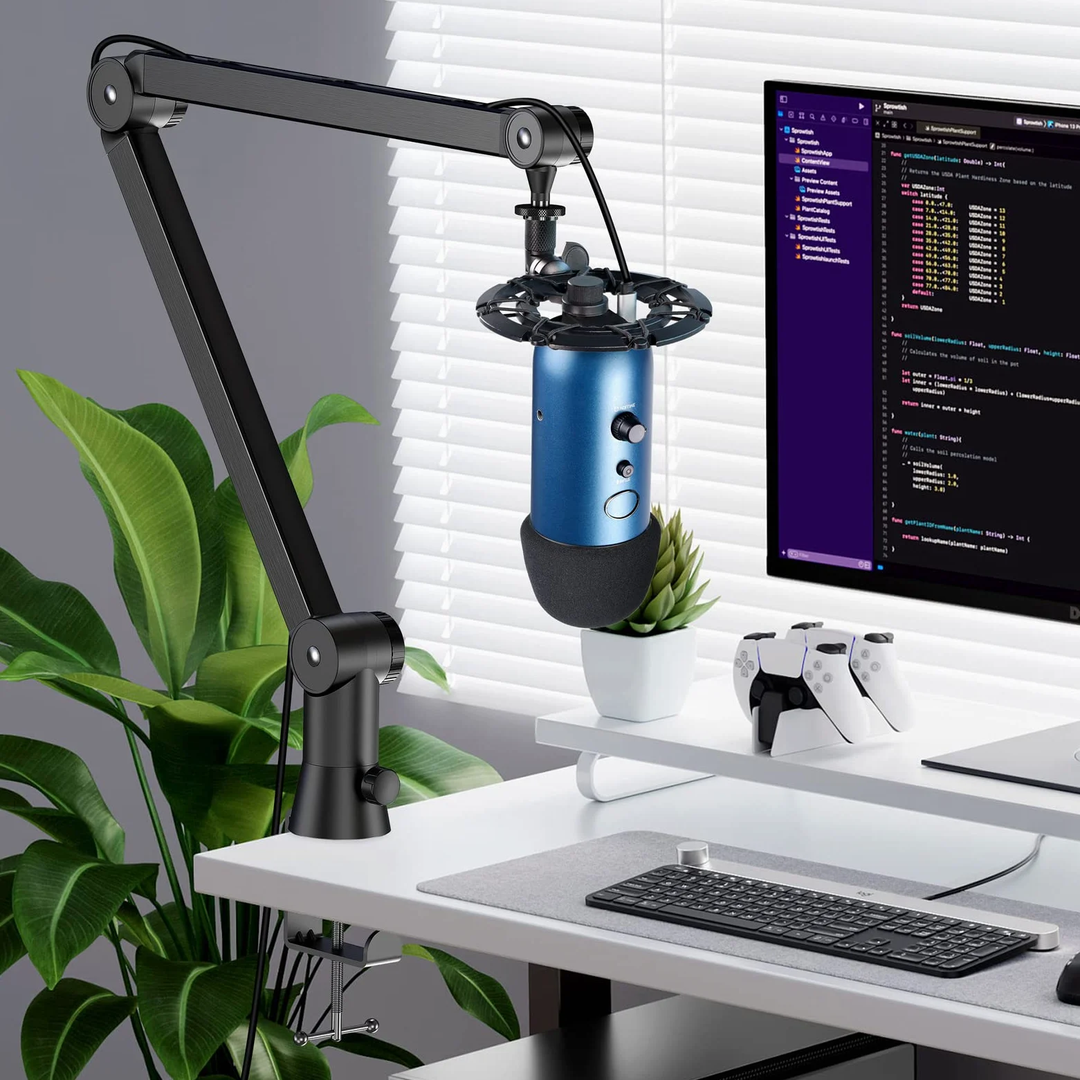 Blue Yeti Bras Micro, Blue Yeti Yeti X Pied de Micro avec Filtre Anti Pop Bonnette Micro, Support de Microphone, Type Tubulaire, Gestion de Câbles Intégrée pour Studio Streaming, Gaming par YOUSHARES