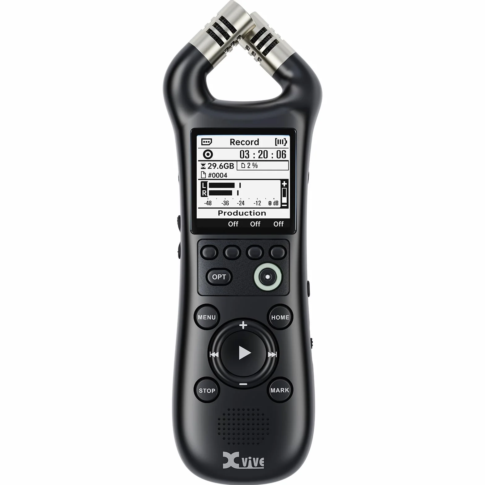 Xvive - XV1-R - Enregistreur numérique portatif avec microphones intégrés - enregistrement stéréo mono wav