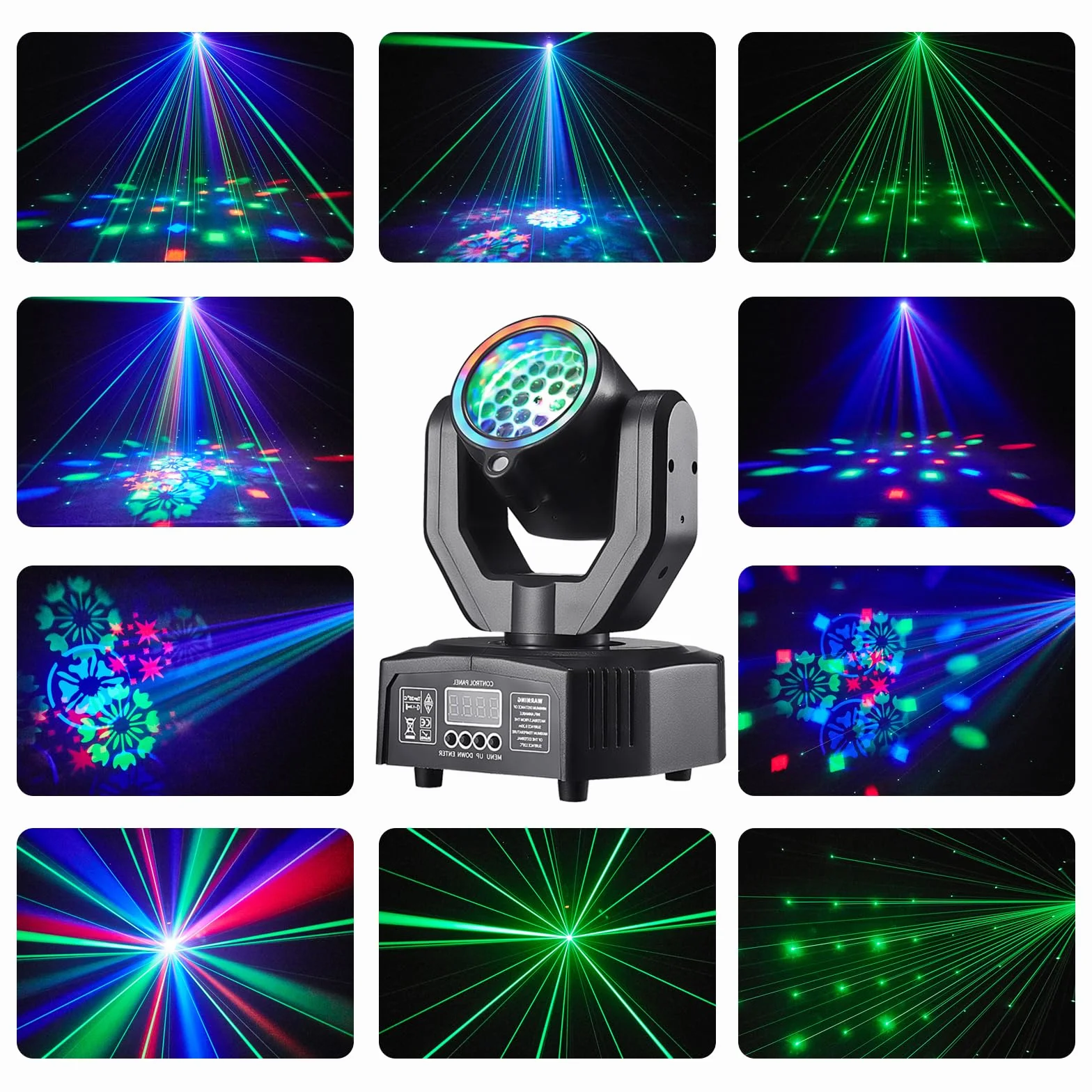 LT05 Lampe disco à tête mobile pour fête, projecteur DJ RVB contrôlé par la musique, projecteur à effet DMX, pour bar, karaoké, réunion de famille, mariage, anniversaire, Halloween