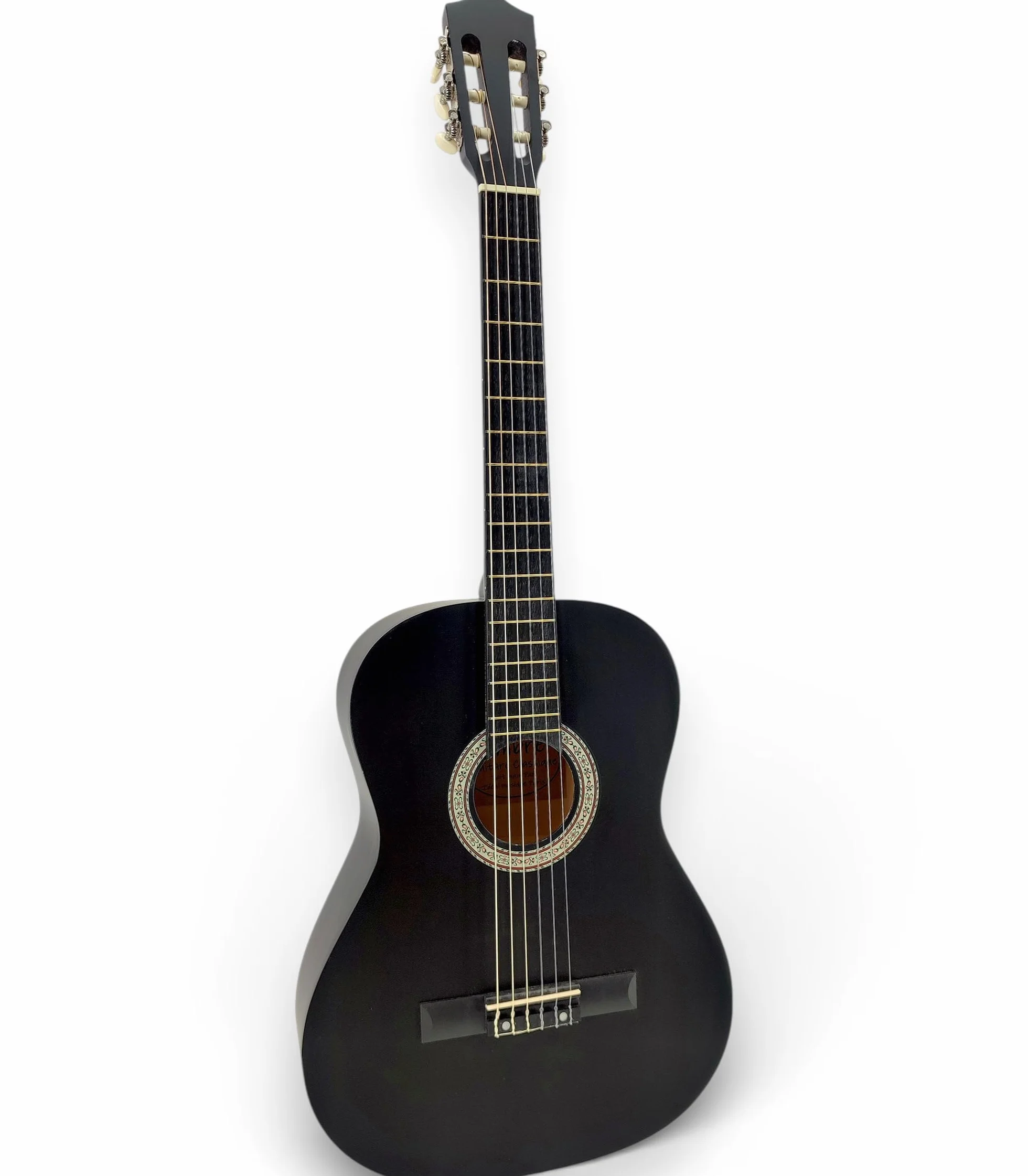 Pack Guitare Classique 4/4 Droitier + Support Pied + Housse Sac à Dos + 11 Accessoires + CD & Cours Vidéo (Noir, 4/4, Droitier)