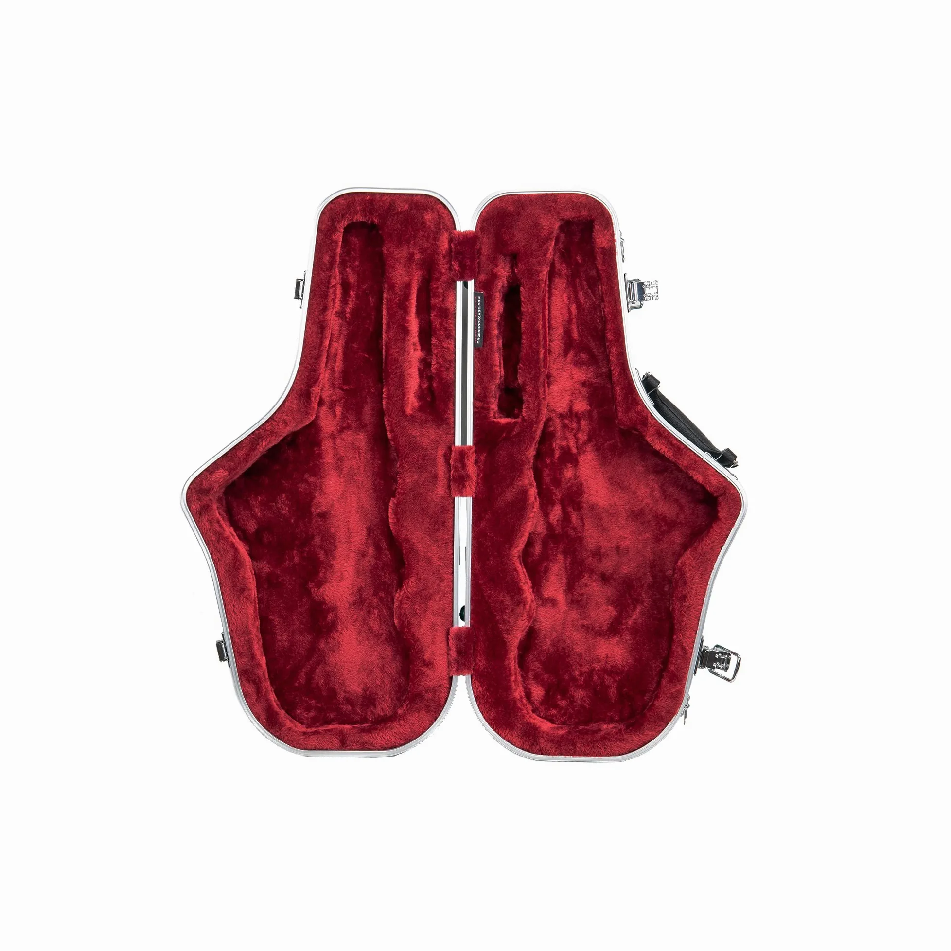 Crossrock Étui Contour ABS pour Saxophone Alto | Finition Bleu Menthe, Intérieur Velours Bourgogne, Serrure, Poche Accessoire, Poignée Ergonomique