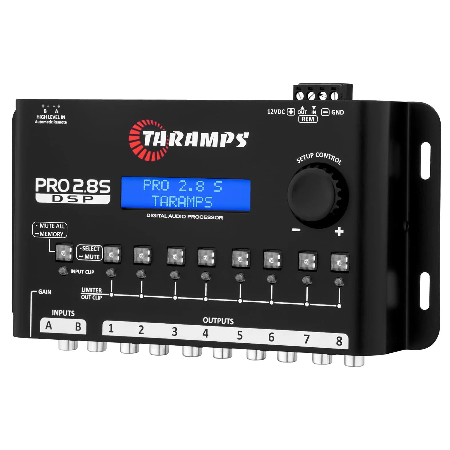 DSP Taramps Pro 2.8S Crossover Full Digital Signal Audio Processeur et égaliseur avec séquenceur Égalisation Graphique 15 Bandes 12 prédéfinis EQ 2 canaux d'entrée et Sortie 8 canaux