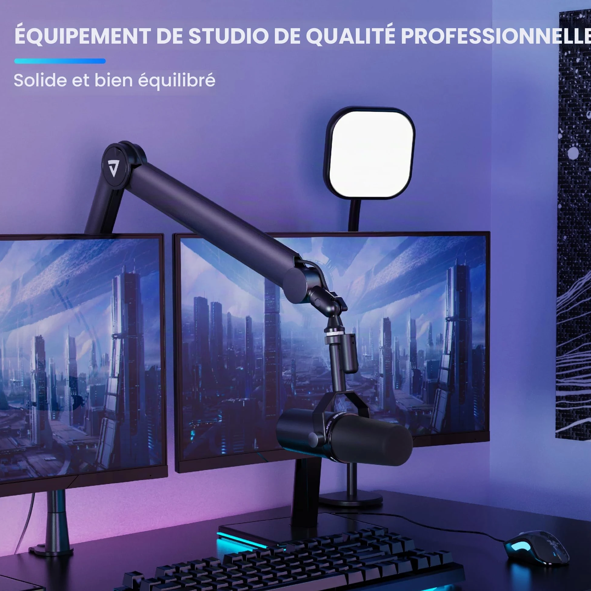 Thronmax-S8 Bras Micros, Supports pour Micros Réglable rotatif à 360 °, Pied de microphone à Ciseaux avec Câble Intégré en acier inoxydable pour Blu Yeti, 1/4“，3/8" to 5/8" Universelle