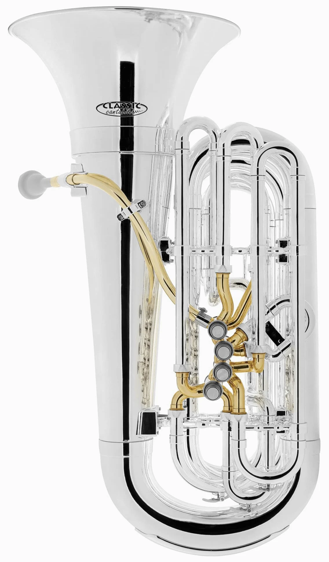 Classic Cantabile MardiBrass Tuba Bb en plastique - Extrêmement légère et très stable - Corps en ABS plastique - Soudure et mécanisme en laiton - avec housse & embouchure - Couleur : argent