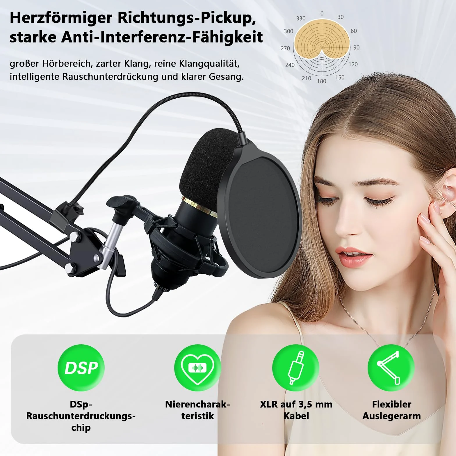 Pack d'équipement pour podcast Rubehoow avec interface audio, mixer DJ et microphone à condensateur BM-800, équipement de studio avec alimentation fantôme, diffusion en continu, voix off, chant