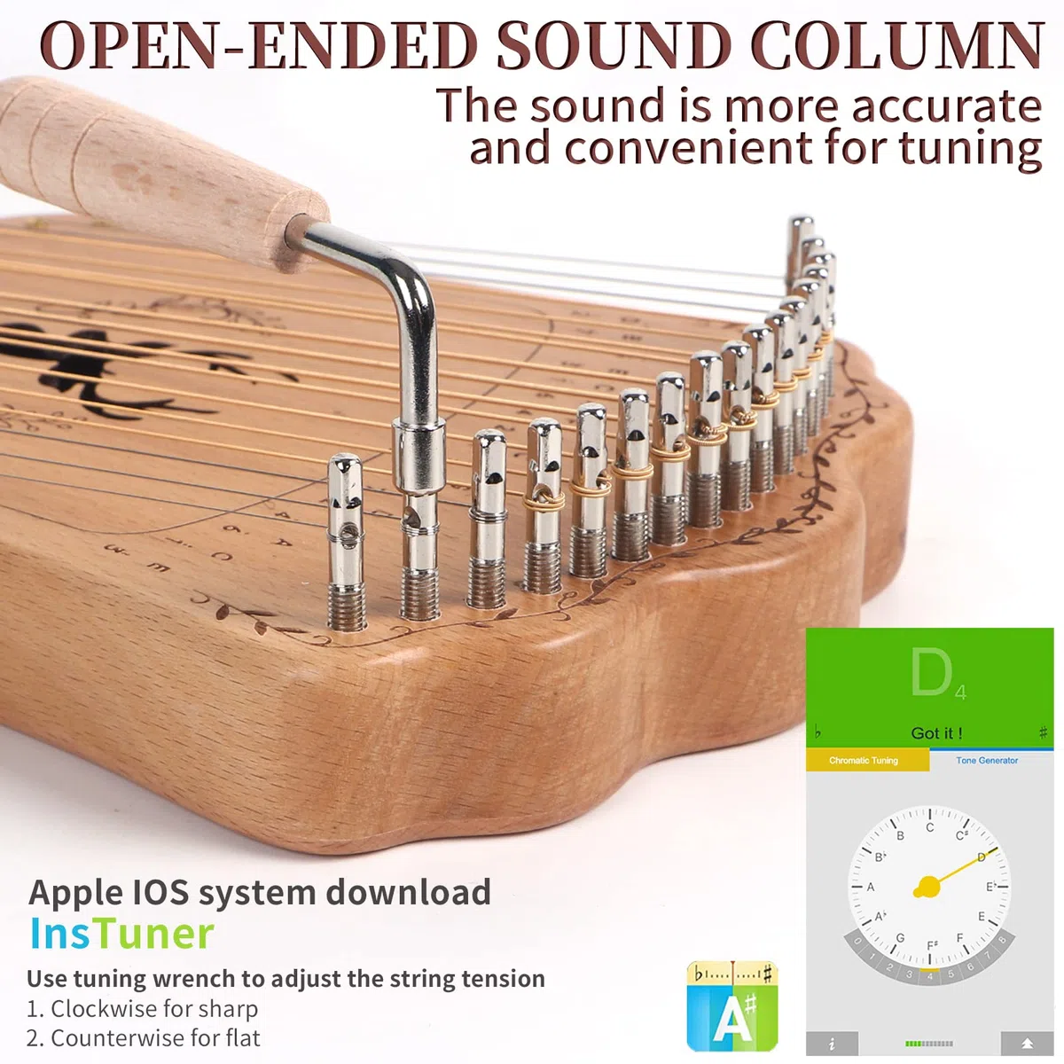 Lyre Harp, AKLOT harpe lyre 17 cordes métalliques lye harp thumb piano avec clé d'accord jeu de cordes de rechange sac de transport noir
