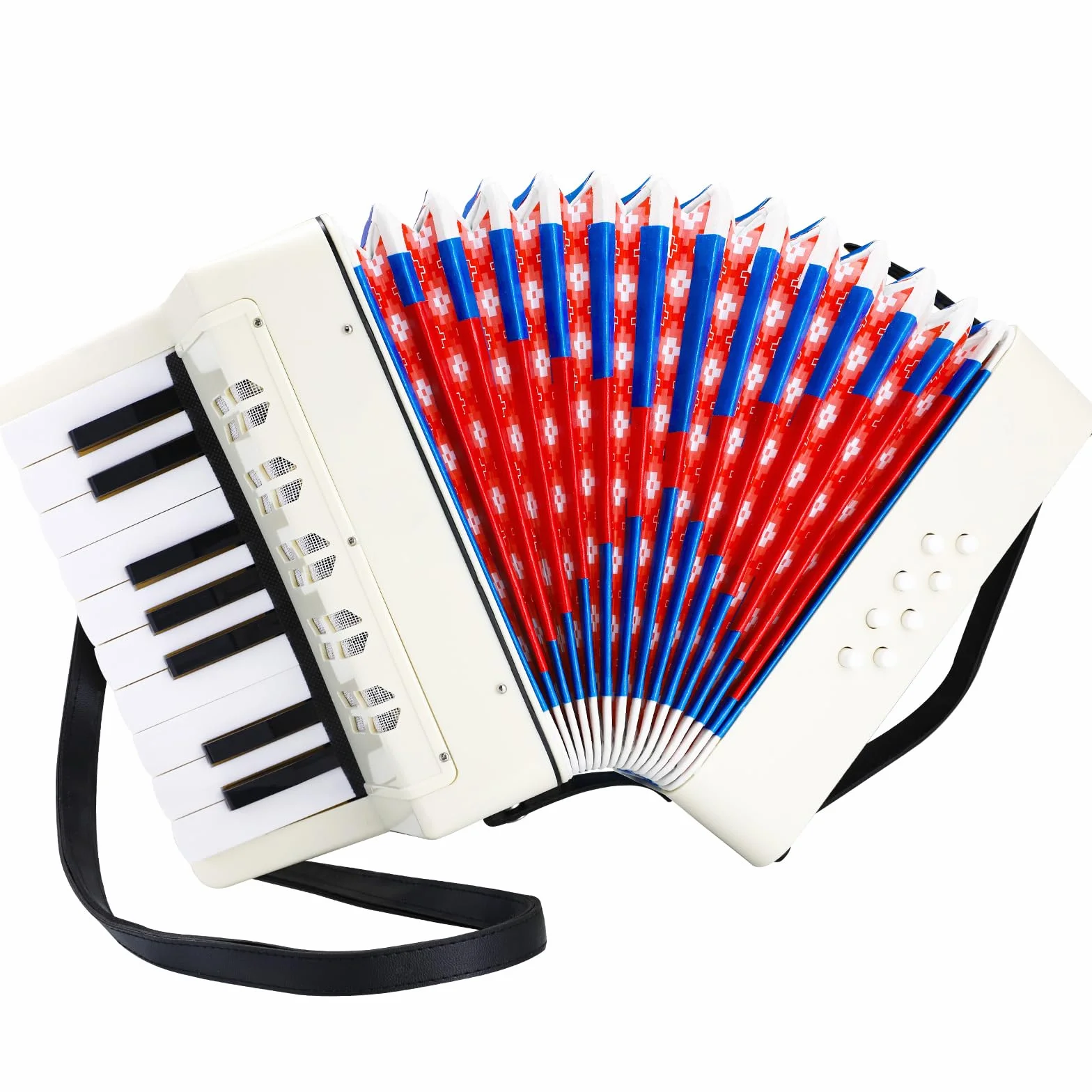 Accordéon pour Enfants,17 Touches 8 Basses,Accordéon Diatonique avec sangles réglables,Accordéons pour adultes et enfants à partir 3 ans,instrument musique harmonica,cadeau pour débutants,Blanc