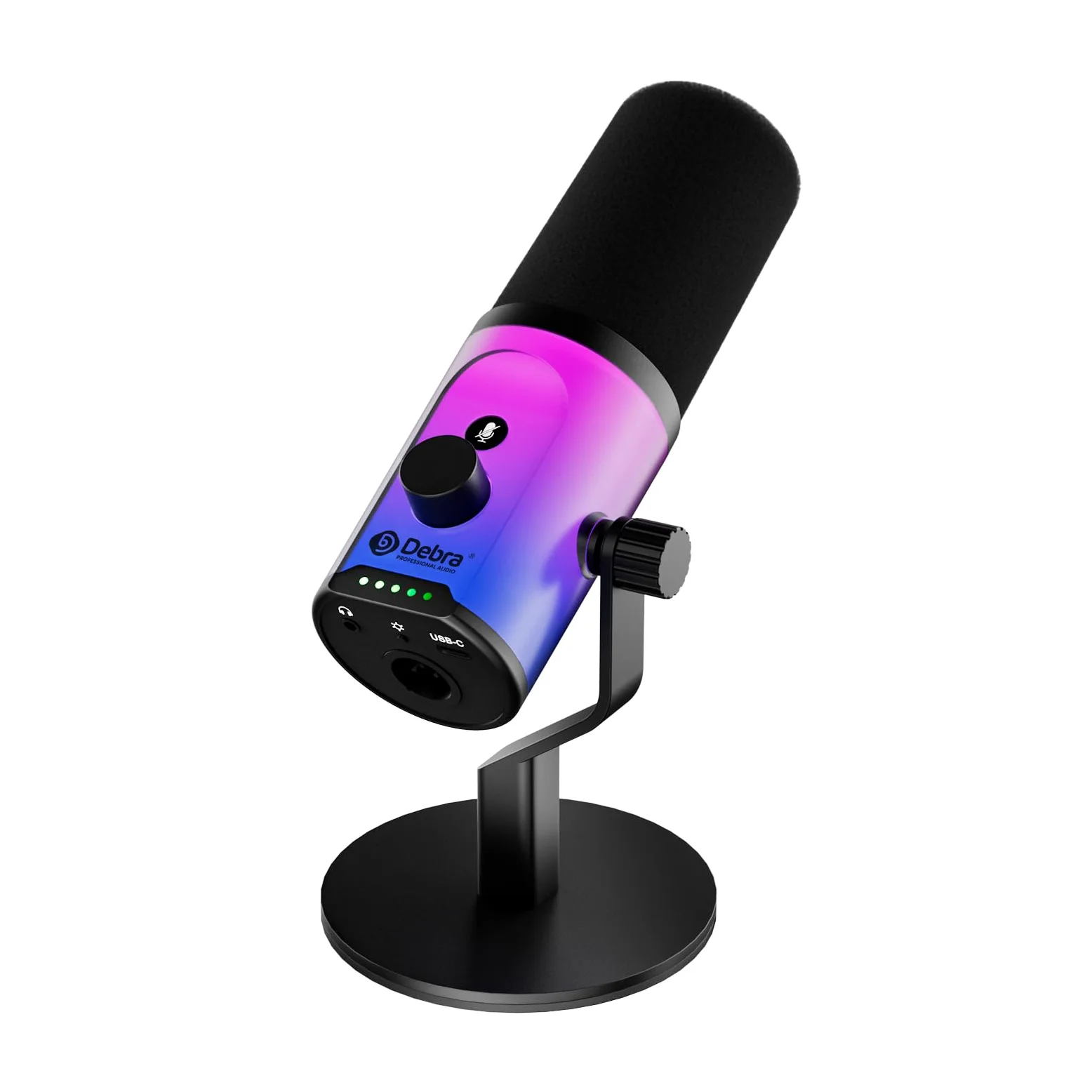 D Debra Microphone Dynamique XLR/USB-C pour Streaming, Podcast et Enregistrement, Microphone Cardioïde 192kHz/24Bit avec Bouton Muet Tactile, Réglage Gain et Prise Casque pour PC et Smartphone