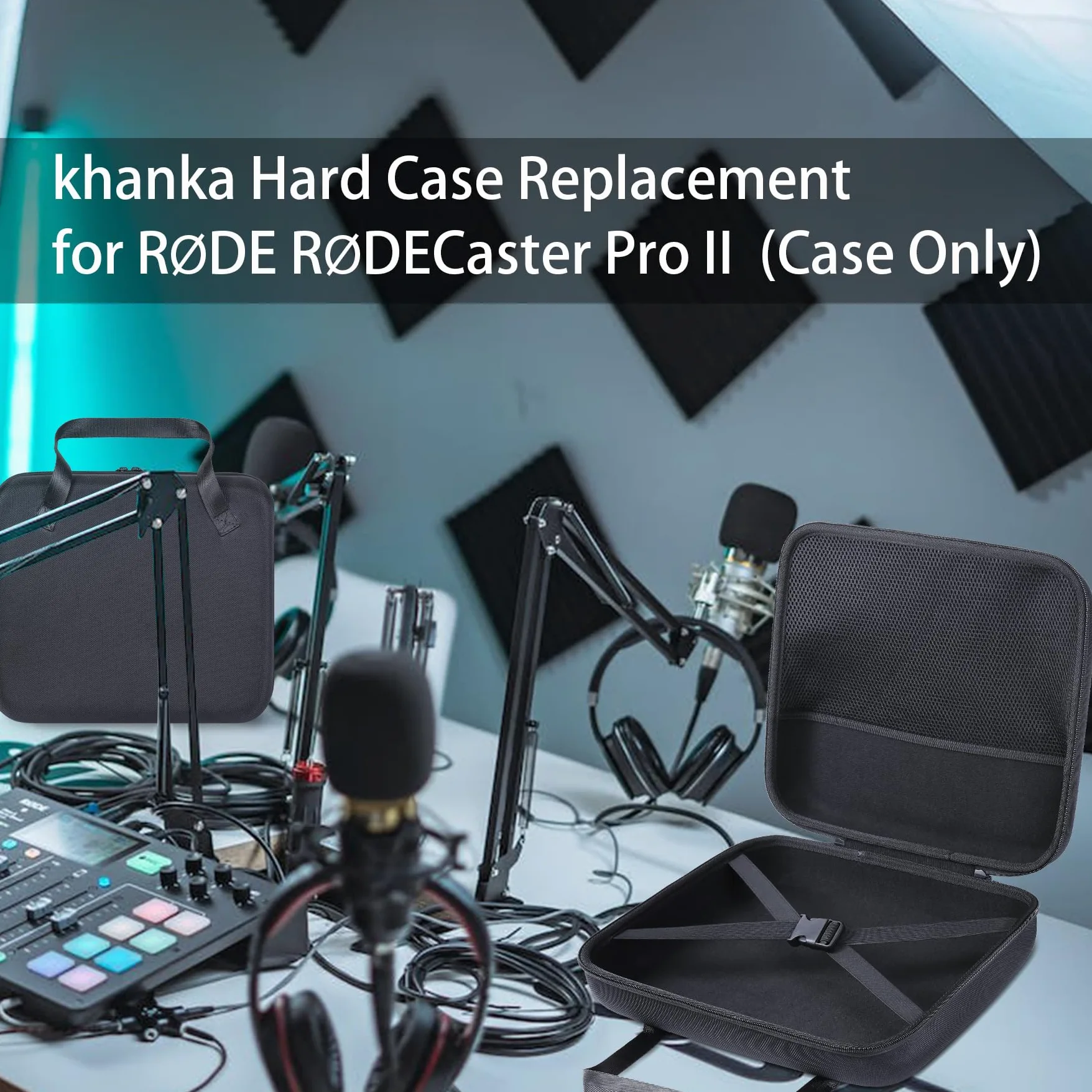 Khanka Étui de Transport Rigide Compatible avec la Production Tout-en-Un RØDECaster Pro II, Housse de Protection de Voyage pour RØDE Caster Pro II (étui Uniquement)