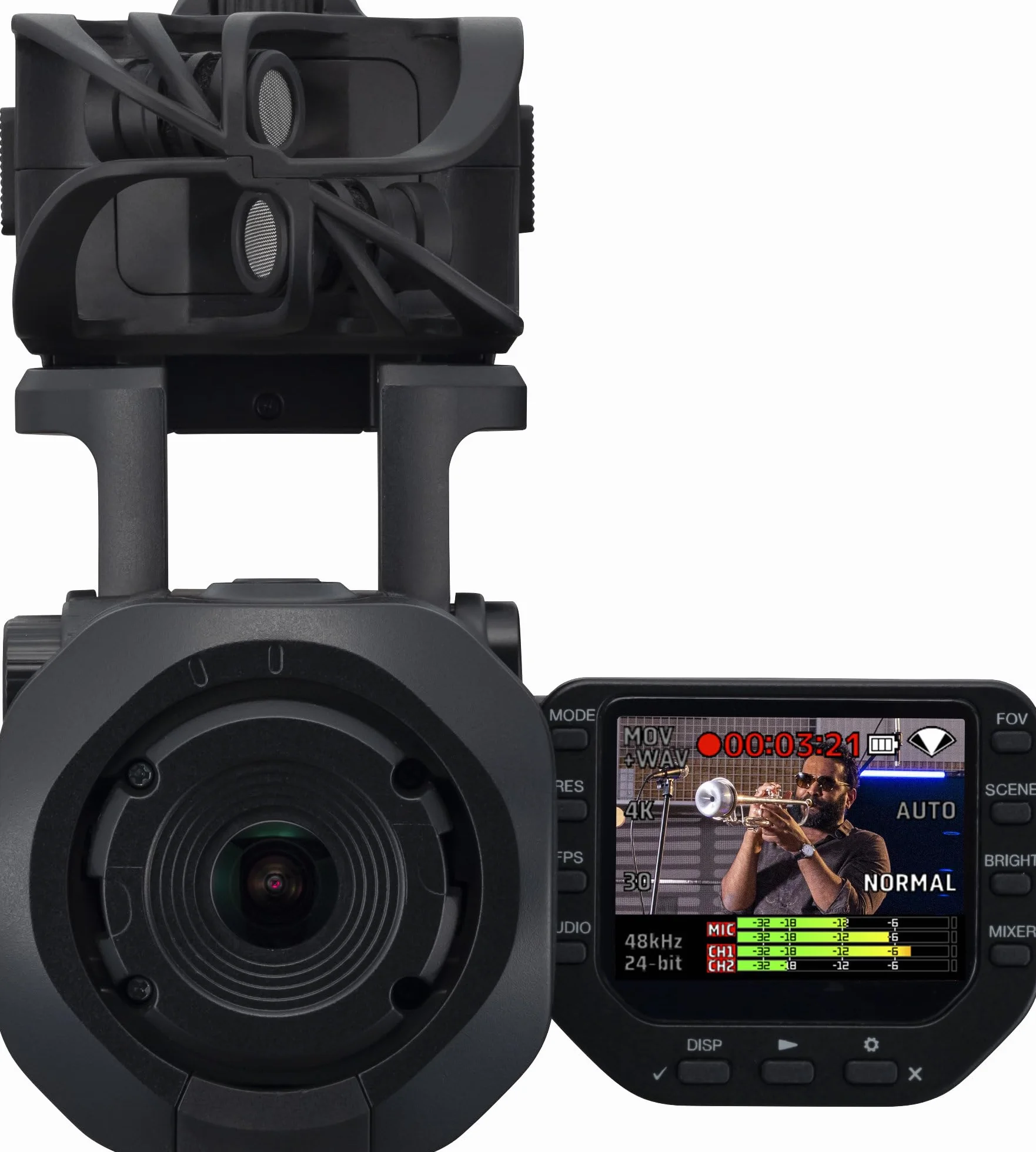 Zoom Q8n-4k Enregistreur vidéo UHD 4K, 4 pistes audio, capsule microphones stéréo X/Y amovible, 2 entrées XLR, objectif grand angle 150°, mode selfie, pour musique, vidéos YouTube, streaming, webcam