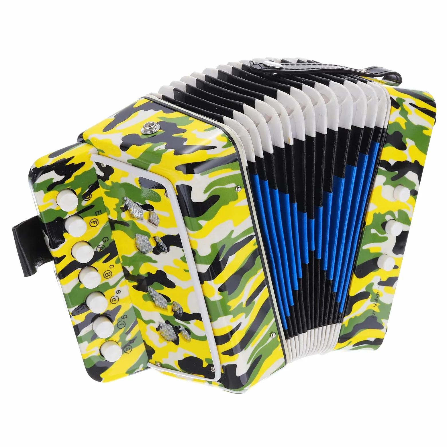 QUARKZMAN Accordéon 10 Touches Accordéon à Boutons Mini Instrument de Musique Cadeaux pour Adultes Débutants Éducatif, Camouflage