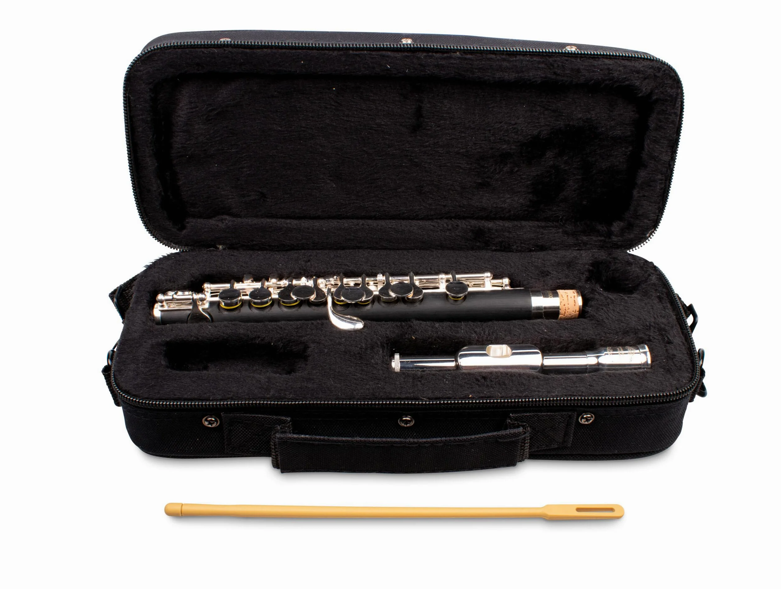 Piccolo Flûte piccolo en véritable argent avec étui de transport pour flûte piccolo, accessoires d'entretien
