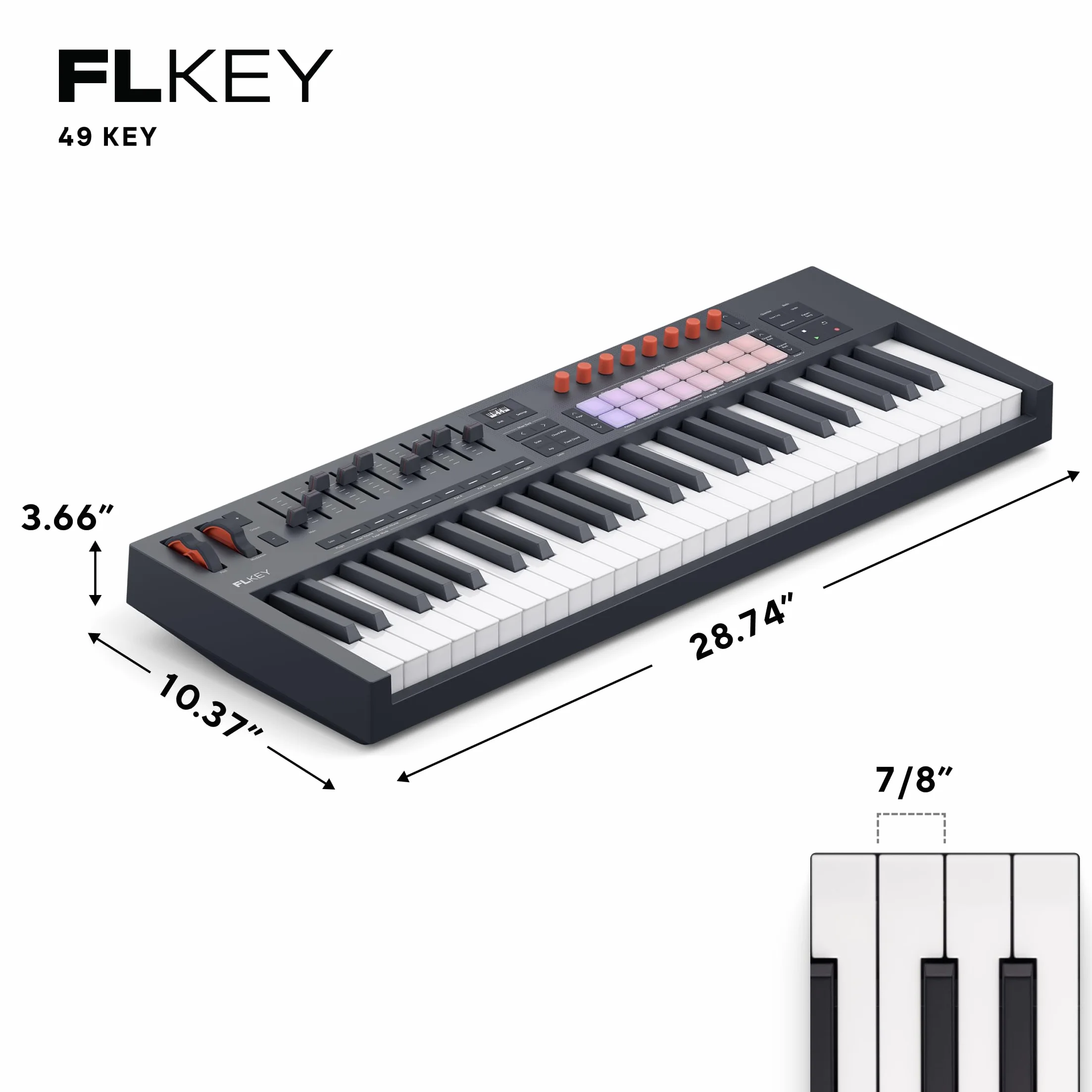 Novation FLkey 2 49 — clavier USB MIDI semi-lesté pour FL Studio. Créez des beats avec des molettes de pitchbend et de modulation, 16 pads rythmiques, un arpégiateur et 6 mois d’abonnement à FL Studio