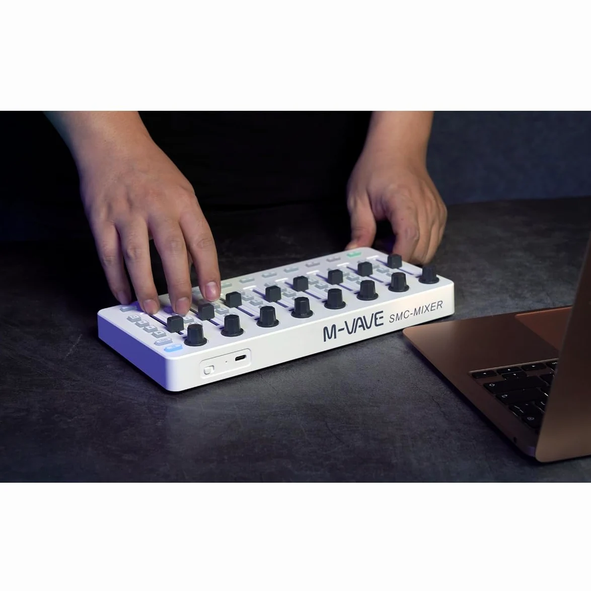 M-Vave SMC Mixer - Contrôleur/mixeur MIDI Bluetooth sans fil avec 8 encodeurs, alimenté par batterie et USB