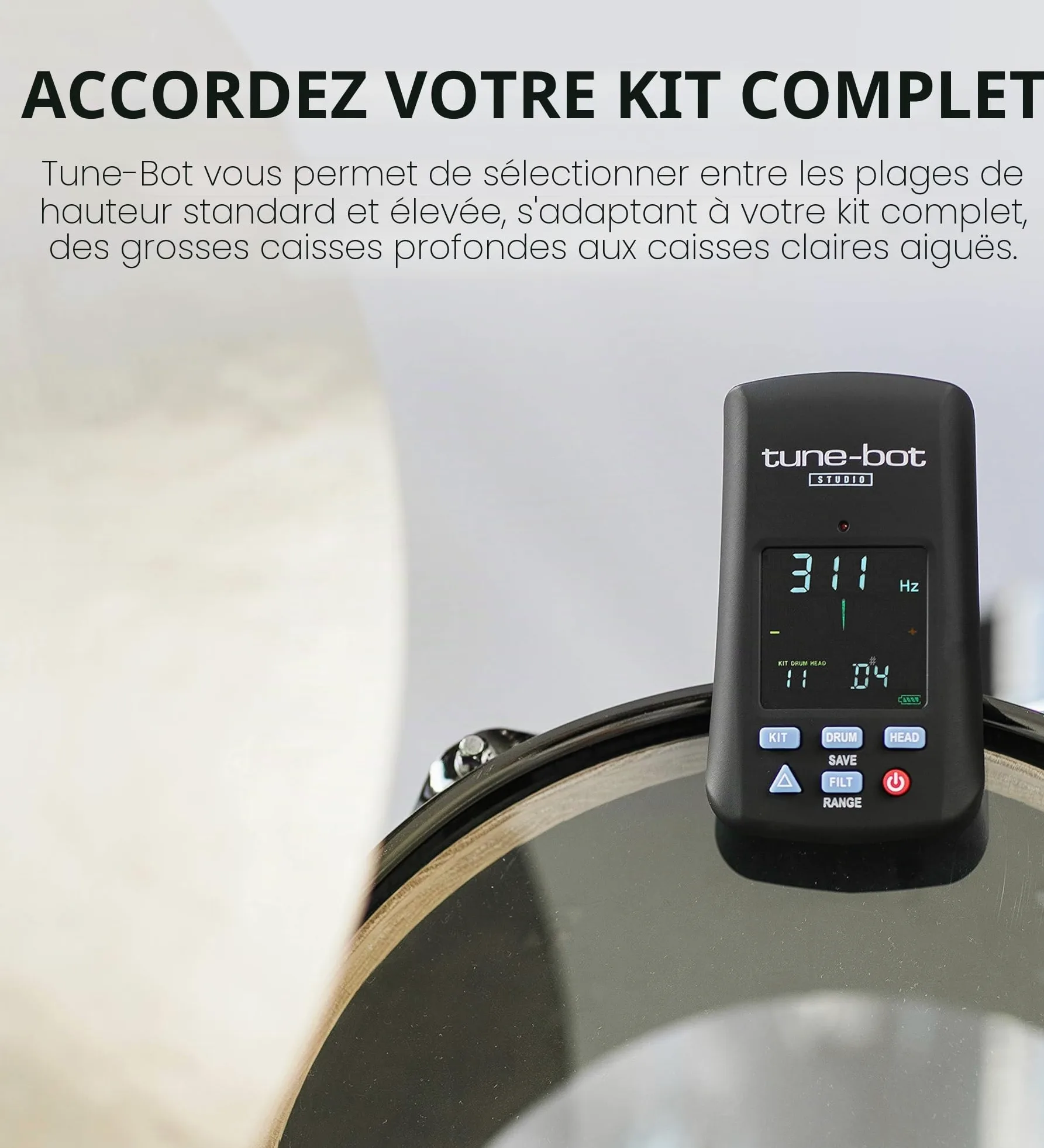 Overtone Labs - TUNE-BOT STUDIO - Accordeur électronique pour batterie - couleur noire