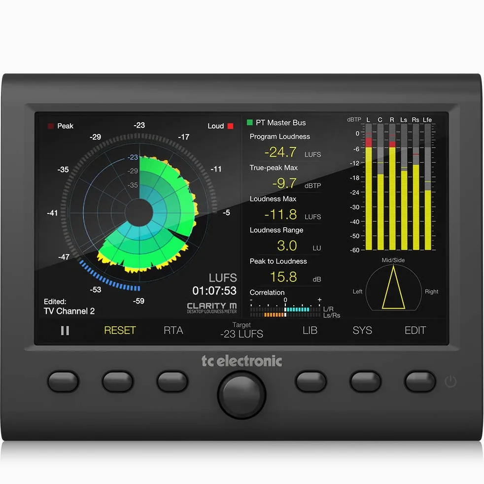 TC Electronic CLARITY M Compteur Stéréo et Audio 5.1 avec Écran LCD 5.1" Haute-Résolution et Connexion USB pour Mesure des Plug-In