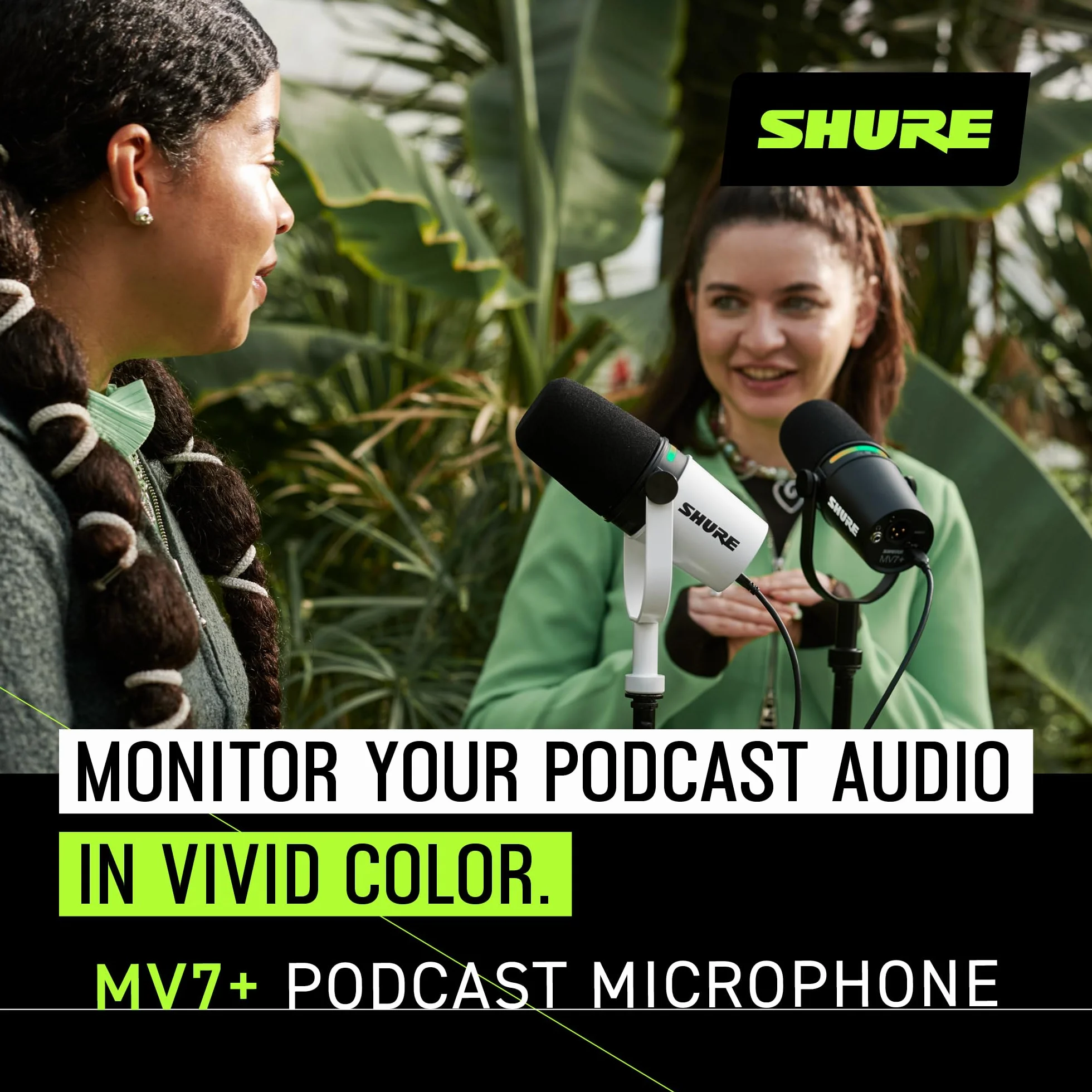 Shure MV7+ Microphone pour Podcast avec Pied de Micro-Audio amélioré, Bandeau Tactile LED, Sorties USB-C et XLR, Mode Auto Level, Filtre Anti-Pop numérique, réverbération intégrée, podcasting - Noir