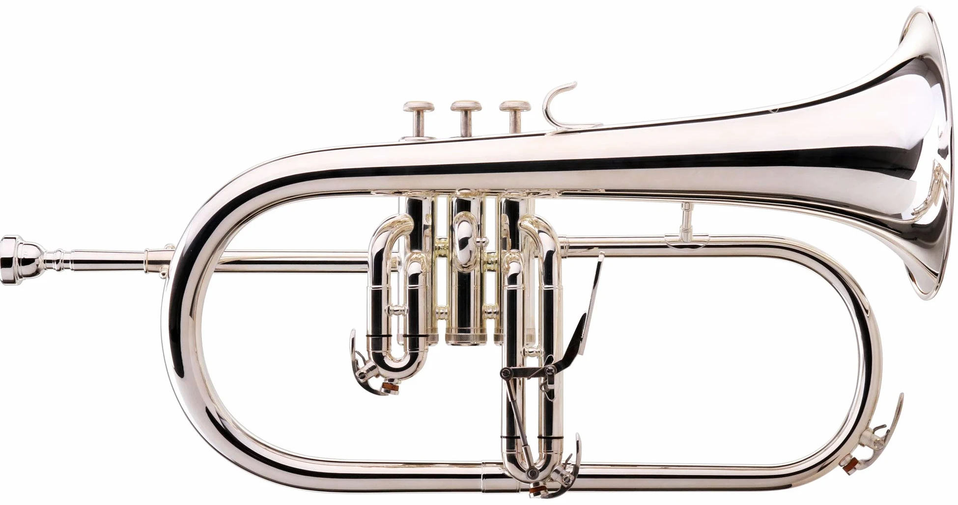 Classic Cantabile FL-26S Bugle (accord Bb, coulisse à levier, 3 clés d'eau, embouchure, étui) argenté