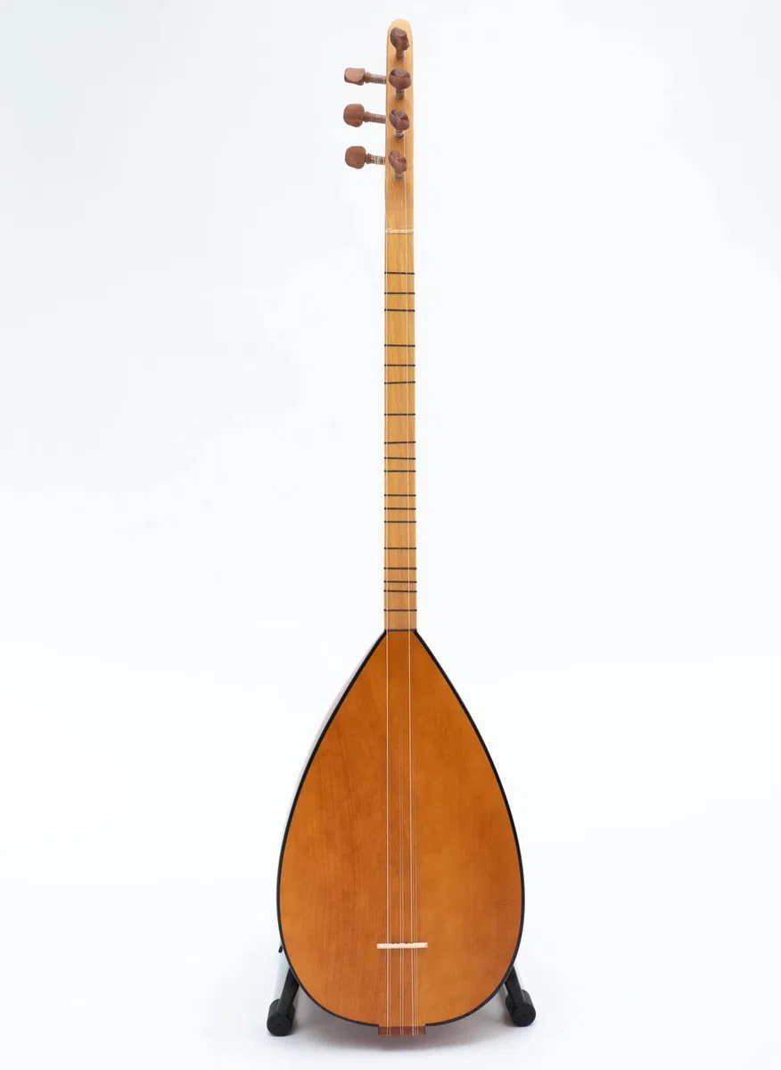 Baglama turc à col court Saz en bois de cerisier massif avec micro intégré