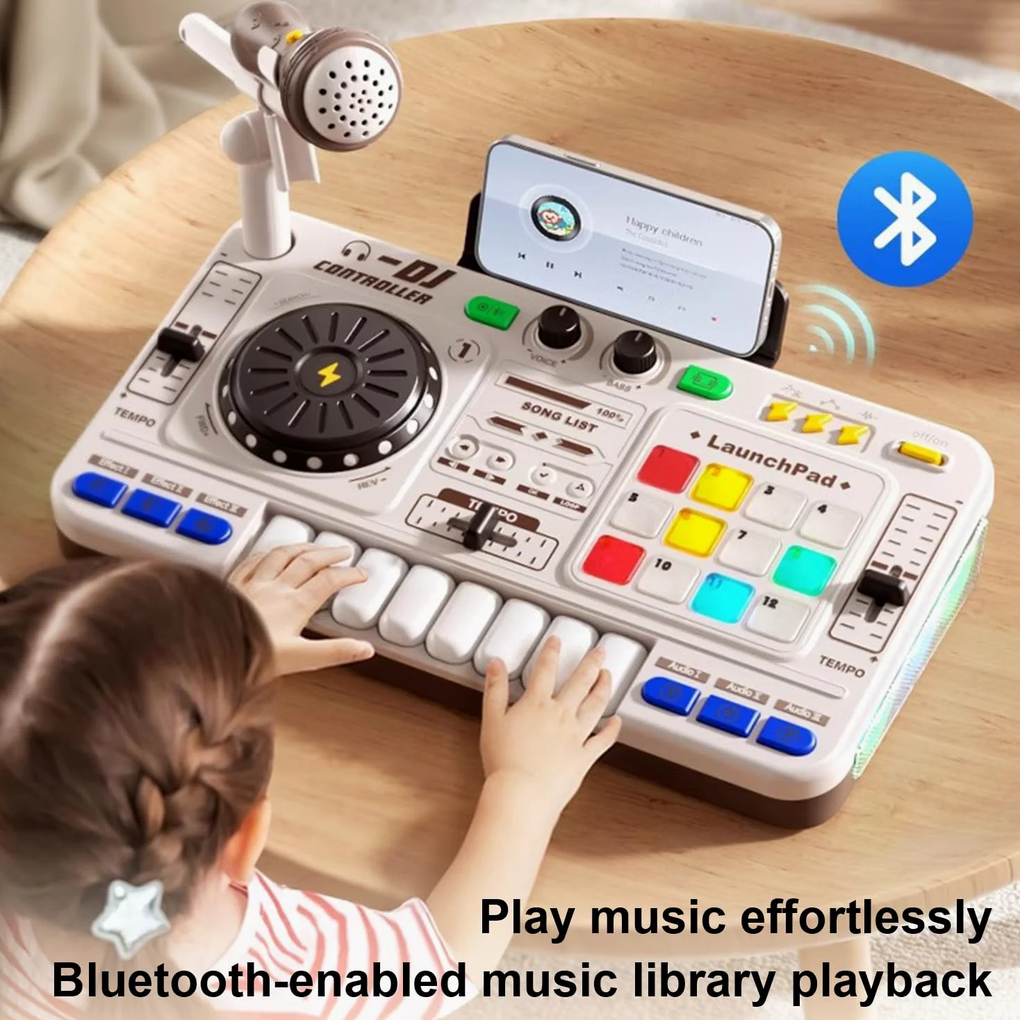 Platine Dj Enfant,Dj Enfant,Table De Mixage Enfant,Table Dj Enfant,Platine Dj Débutant,Bluetooth Avec Microphone Réglable,Effet De Lampe Dégradé,Convient Aux Enfants De 6 à 12 Ans Et Aux Débutants