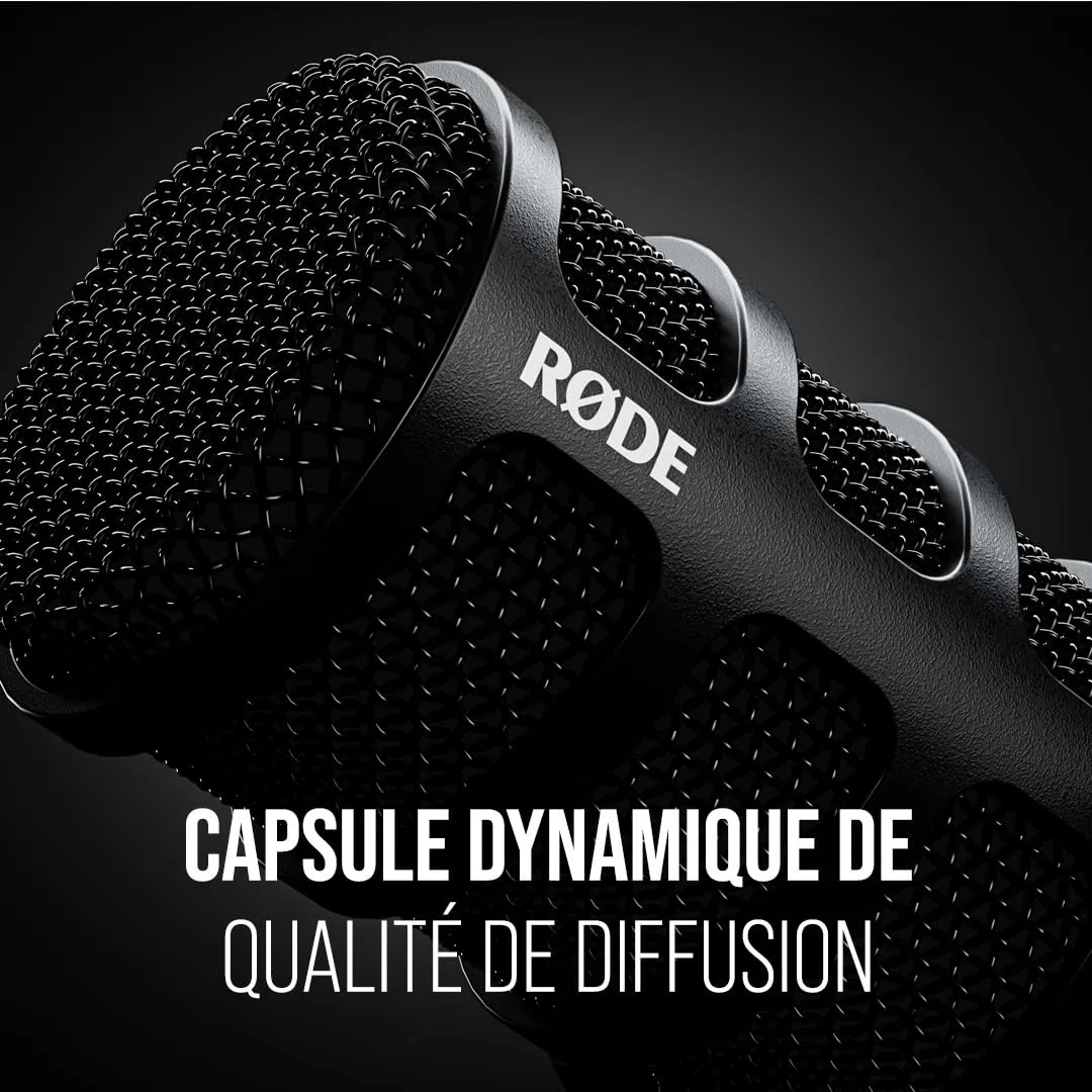 RØDE PodMic USB Microphone dynamique polyvalent de diffusion Avec connectivité XLR et USB pour les podcasts, le streaming, le jeu, la création musicale et de contenu (Noir)