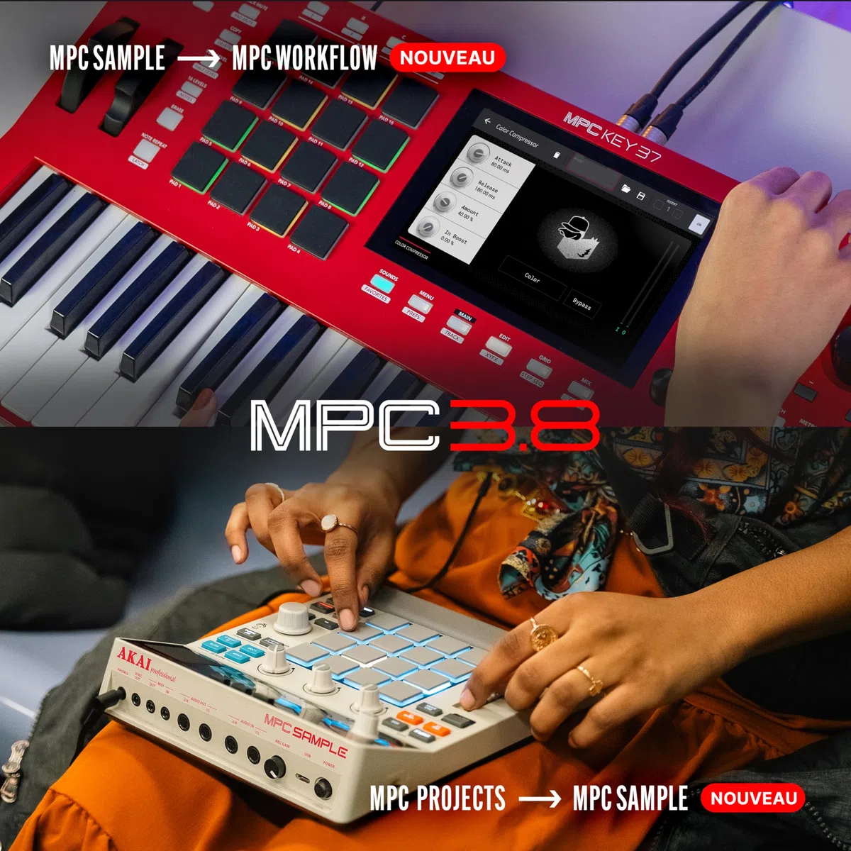 Akai Professional MPC Key 37 Synthétiseur de Production Autonome, Boîte à Rythmes, Clavier MIDI, avec Wi-Fi, Bluetooth, Écran Tactile, Plug-ins et Intégration Native Instruments