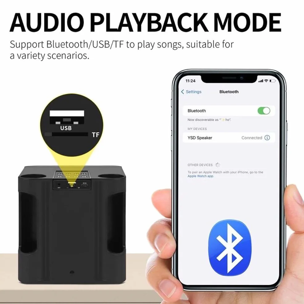 Karaoke Adulte, Enceinte Karaoke 2 Micro sans Fil pour Le Chant, Enceinte Karaoke système de sonorisation Portable kit Karaoke Complet pour la fête, Support Bluetooth, AUX, USB/TF
