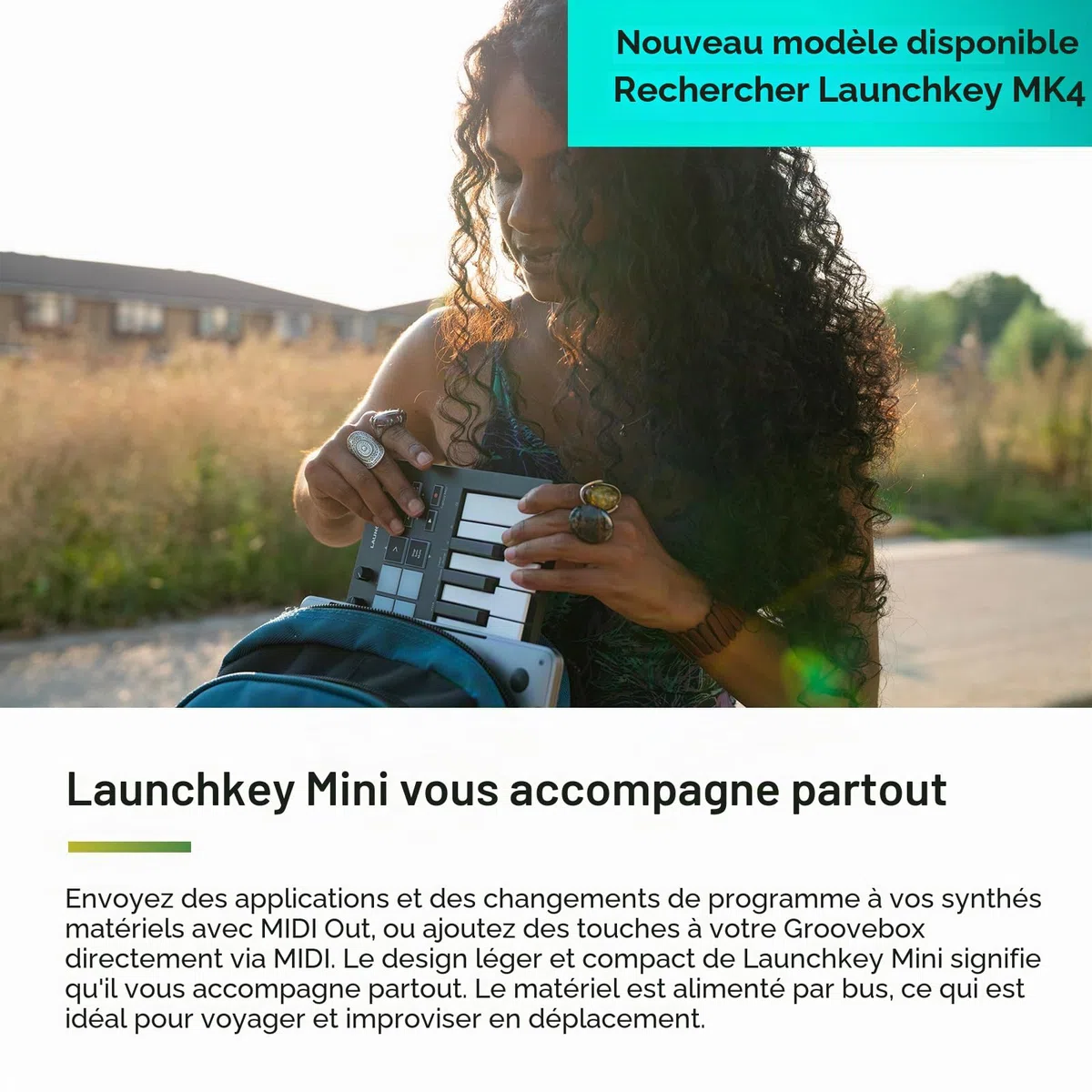 Novation Launchkey Mini [MK3] — Clavier maître MIDI USB portable de 25 touches avec intégration de STAN. Mode d'accords fixes et arpégiateur — pour la production musicale
