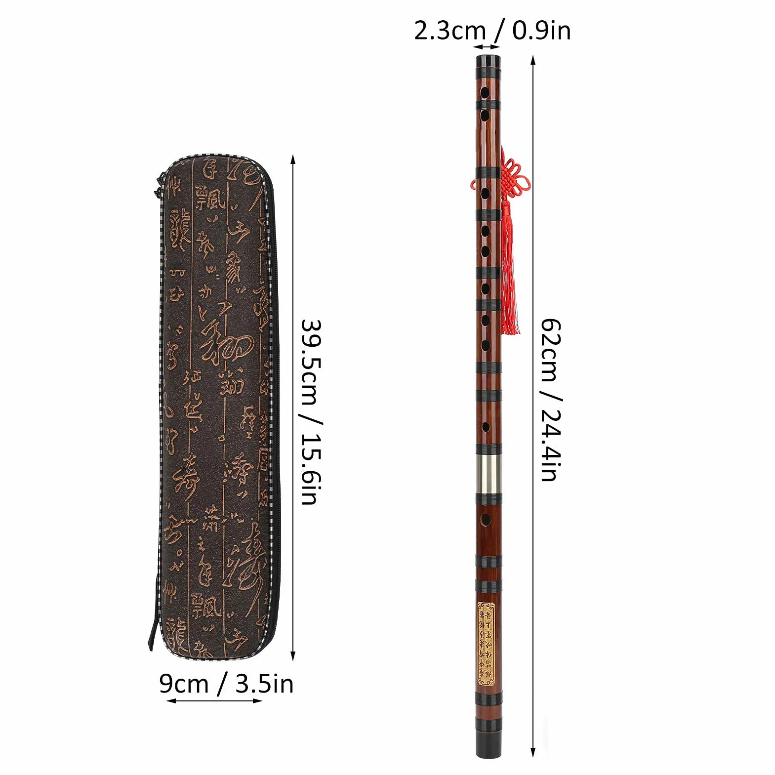 Flûte en Bambou Flûte en Bambou Chinois Lettrage à Clé en D Corps en Matériau Sec Kit Dizi Instrument à Vent Traditionnel avec une Bonne étanchéité