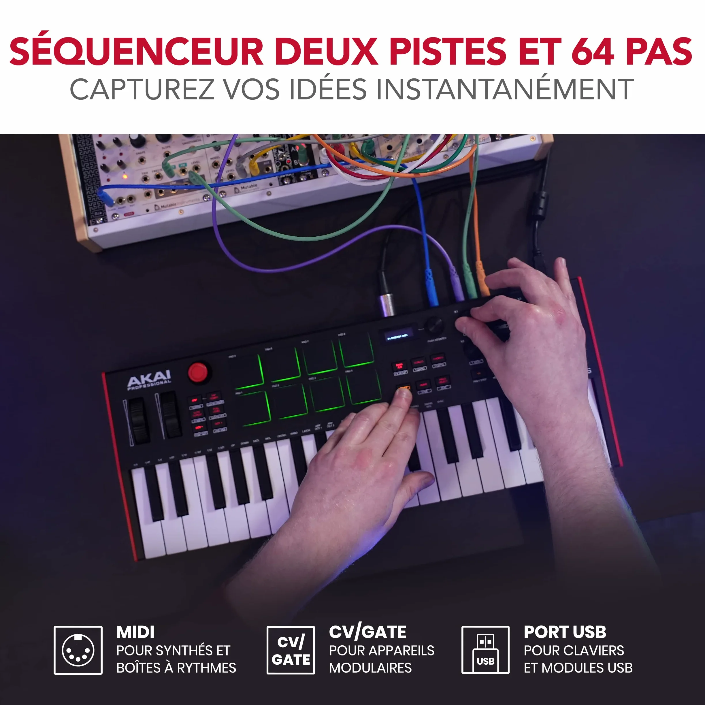 Akai Professional MPK Mini Plus - Clavier MIDI USB à 37 Touches avec Huit Pads MPC, Molettes, Logiciel de Production et Native Instruments Sound Package