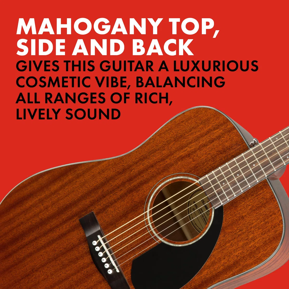 Fender CD-60S Dreadnought Guitare Acoustique, Touche en Noyer, Tout Acajou, Inclus des Cours Virtuels Gratuits sur Fender Play