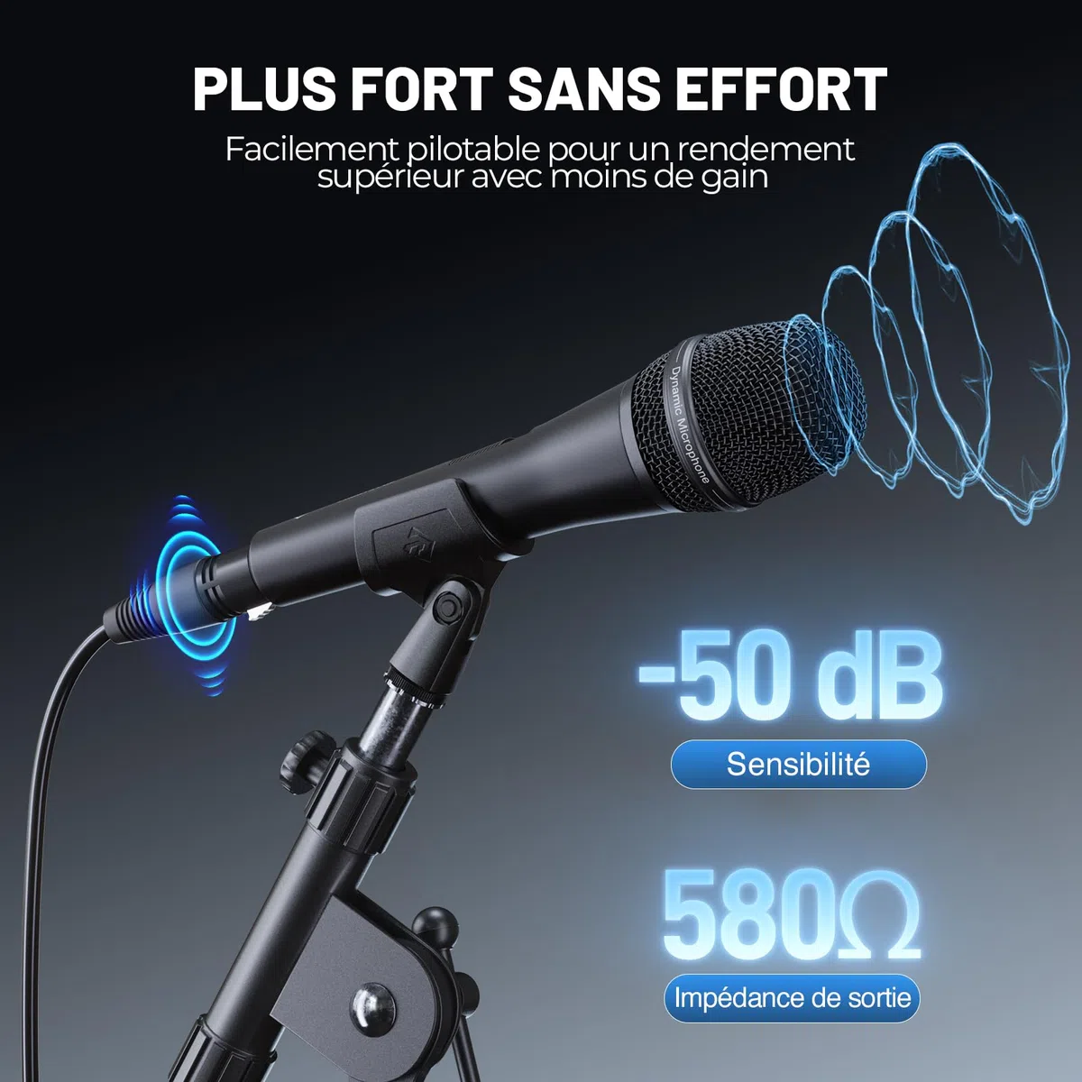 Microphone Vocal Dynamique supercardioïde Phenyx Pro PM-26S avec câble XLR de 5 m, Pince pour Micro et Pochette de Rangement, Micro Filaire à Main pour Chant, scène, Studio et karaoké