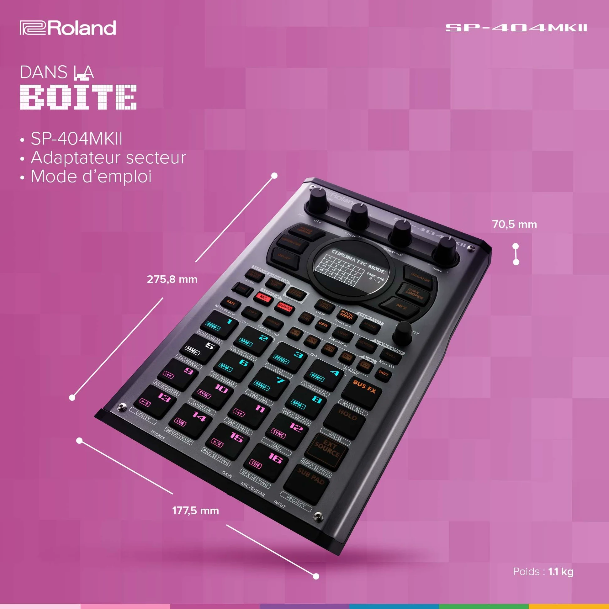 Roland SP-404MKII Échantillonneur et processeur d'effets créatif | Le légendaire SP-404 Beat Maker avec de nombreuses améliorations | Programmation rapide | Mémoire interne de 16 Go