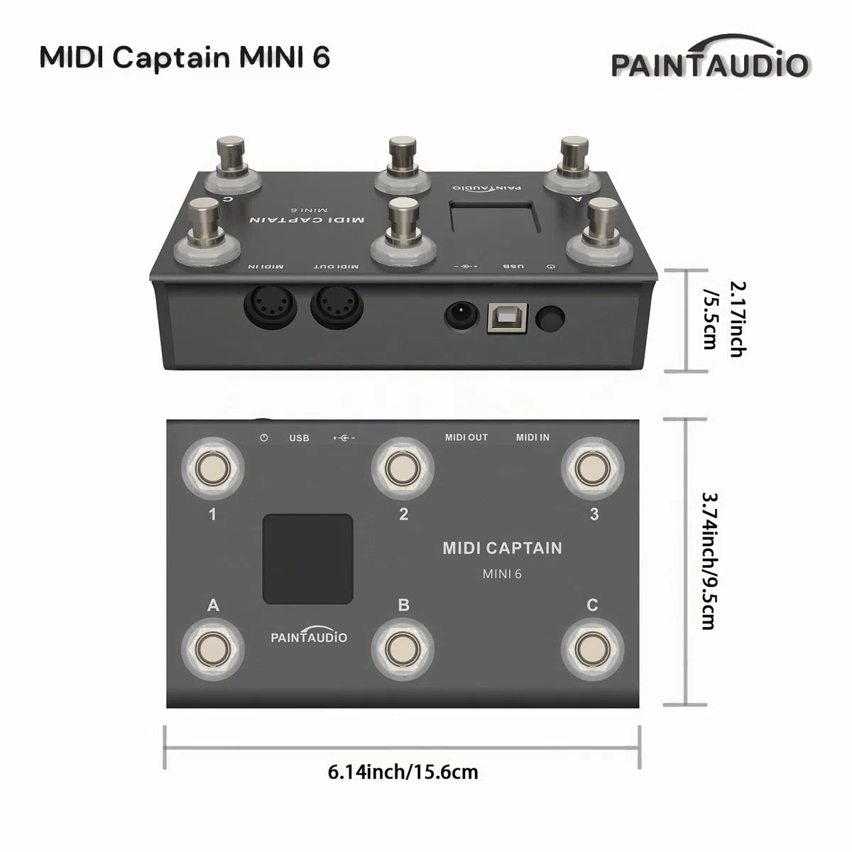 PAINTAUDIO Contrôleur MIDI Captain Nano 4/Mini 6 pieds Multi-Effets Claviers Synthétiseur USB-MIDI Logiciel musical Bias Support tous les PC/CC/Note Commander (MIDI Captain Mini 6)