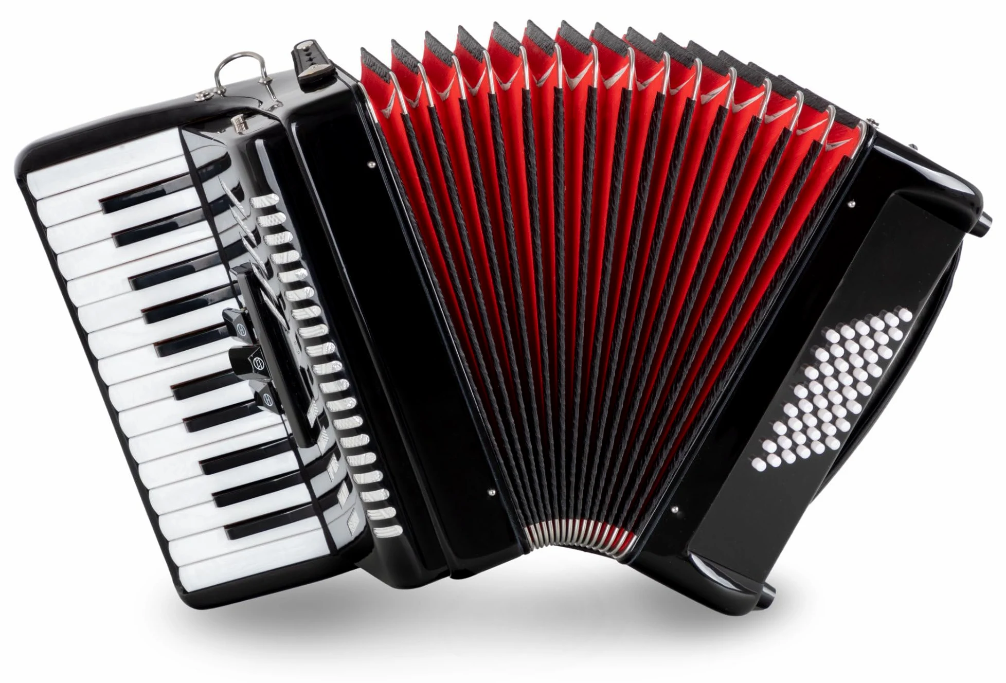 Accordéon Classic Cantabile 48 Basses "Secondo V" - Accordéon à touches - 2 voix - 26 touches aiguës - avec sangles & housse sac à dos - Noir