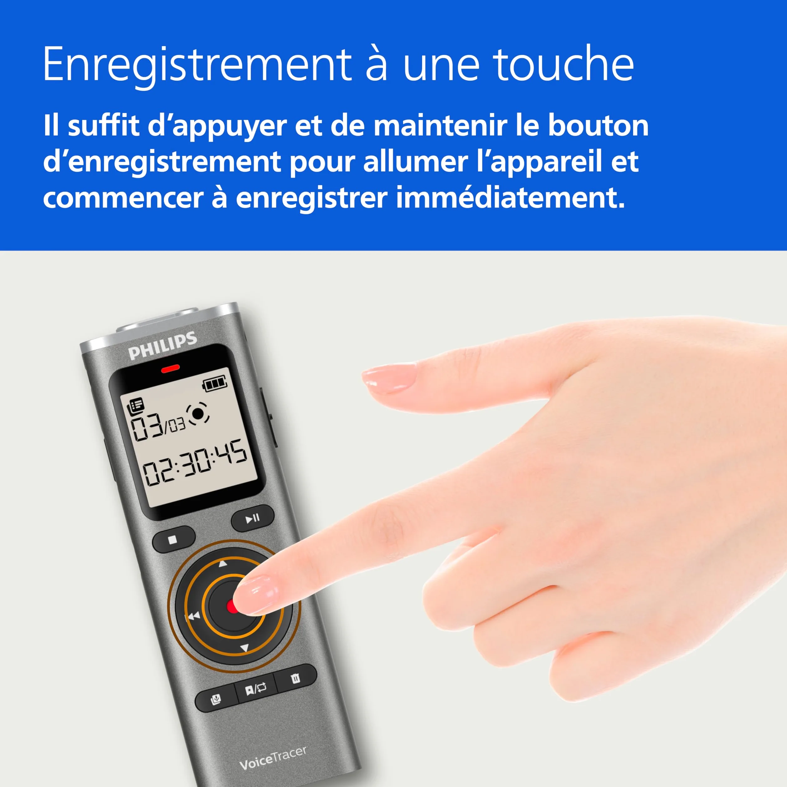 Philips DVT1170 VoiceTracer, enregistreur Audio, 8 Go, Fente pour Carte Micro SD