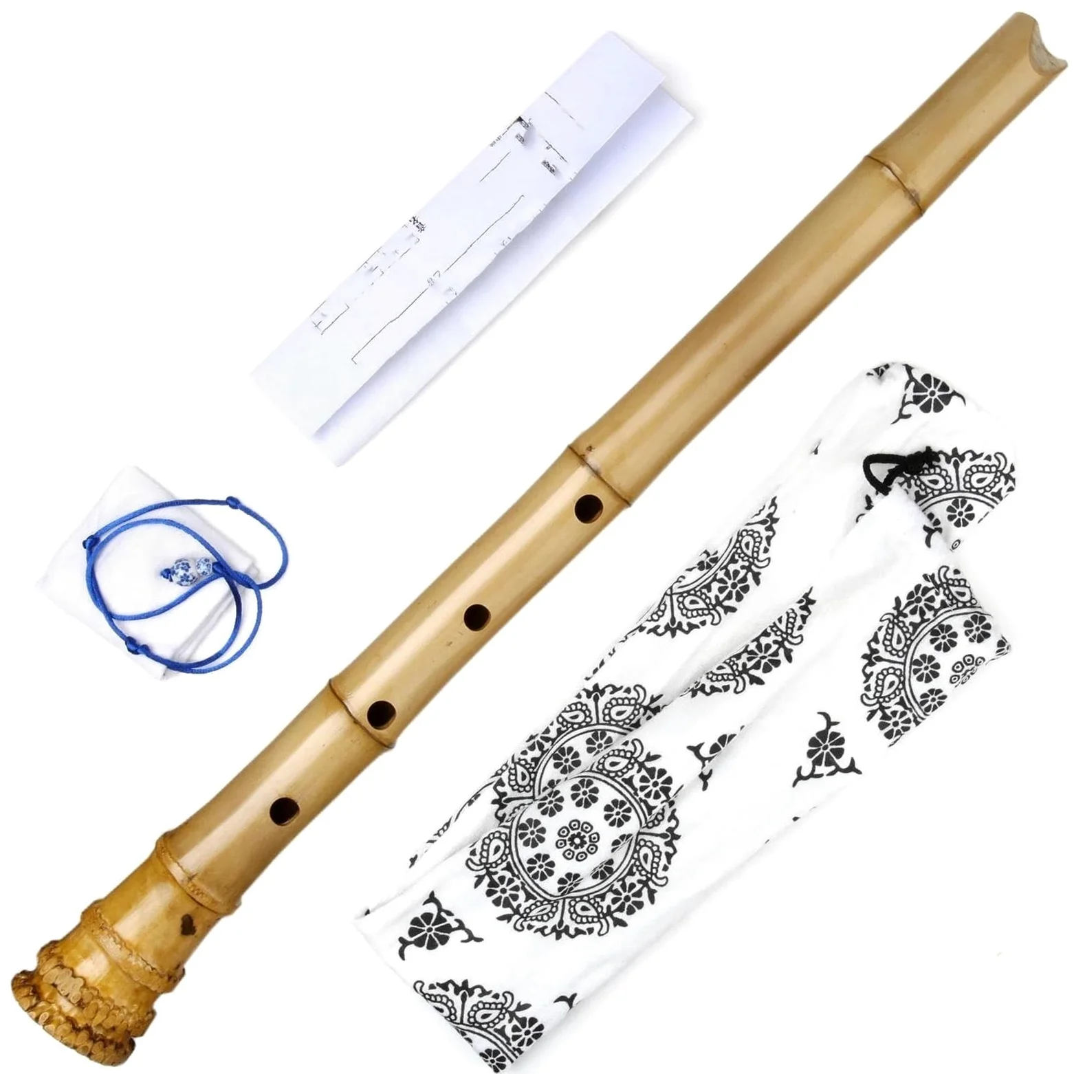 Flûte verticale en bambou à 5 trous 1.8 Shakuhachi instrument en bois ton D avec racine non Nanxiao Professionnelle Flûte Bambou