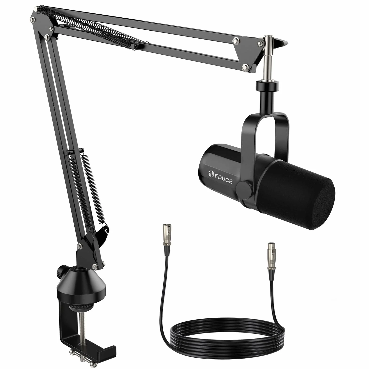 FDUCE SL40X Kit de Microphone Dynamique XLR pour Enregistrement Vocal,podcasting,Jeux,Streaming en Direct et radiodiffusion,Microphone cardioïde entièrement en métal