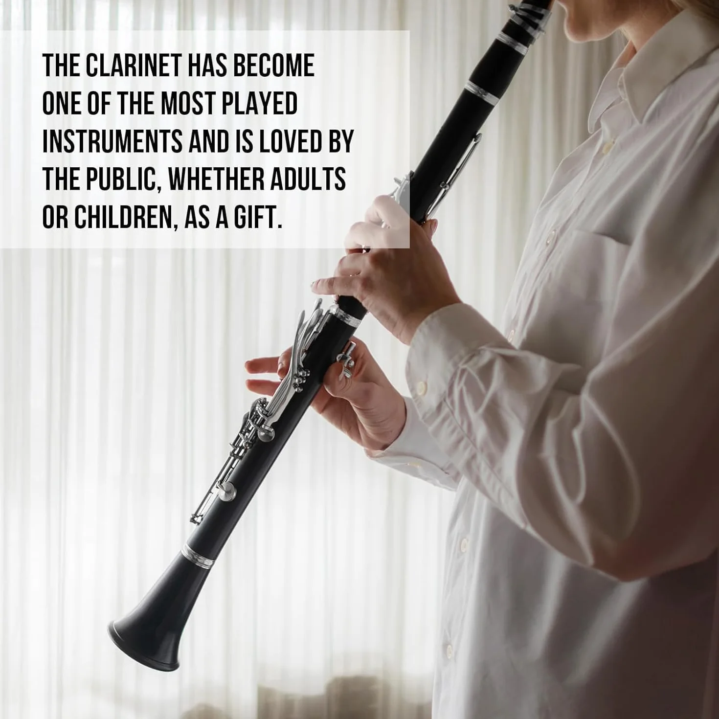 Clarinette Sib, Clarinet 17 Clés en Nickel pour Débutants, Clarinette si Bémol Professionnel ABS avec Étui Rigide, Chiffon de Nettoyage, Gants, Tournevis, Noir