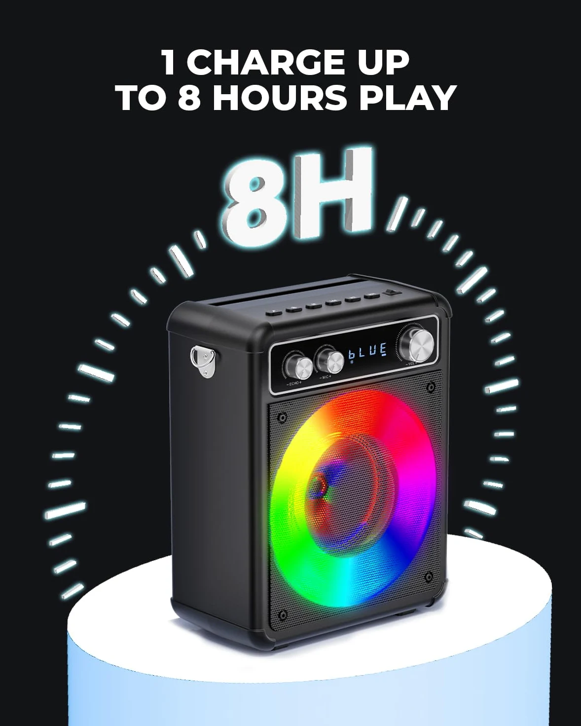 BONAOK Machine Karaoké, Système Karaoké Bluetooth avec 2 Microphones, Machine Karaoké Rechargeable, Boîte à Musique avec Effet Lumineux, Support TF USB pour Soirée à Domicile