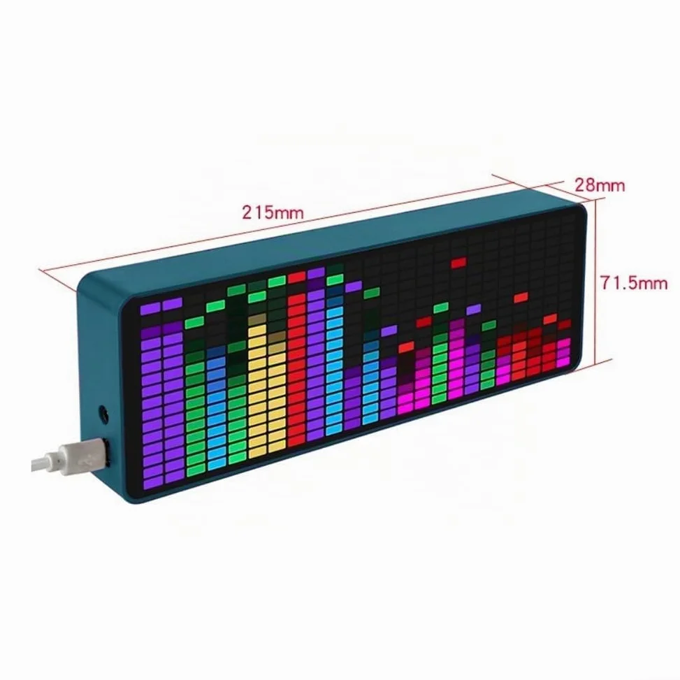 Indicateur de spectre musical, analyseur d'affichage du spectre de musique LED couleur VU mètre RVB affichage du niveau audio carte amplificateur avec câble audio USB