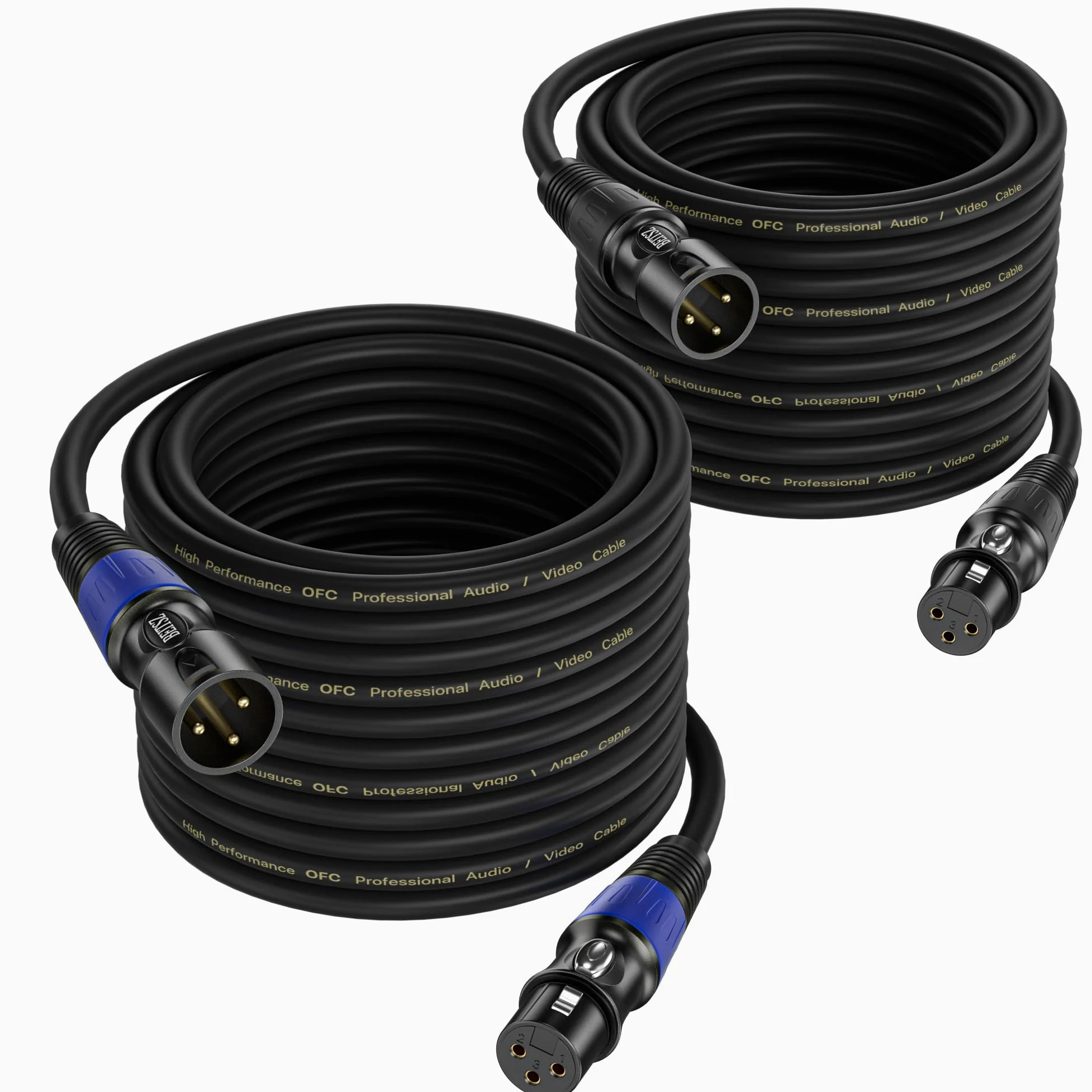 Câble XLR 20m 2 paquet, Câble Microphone XLR Mâle vers Femelle Compatible avec Microphones, Enceint, Consol Mixag, Amplificateur