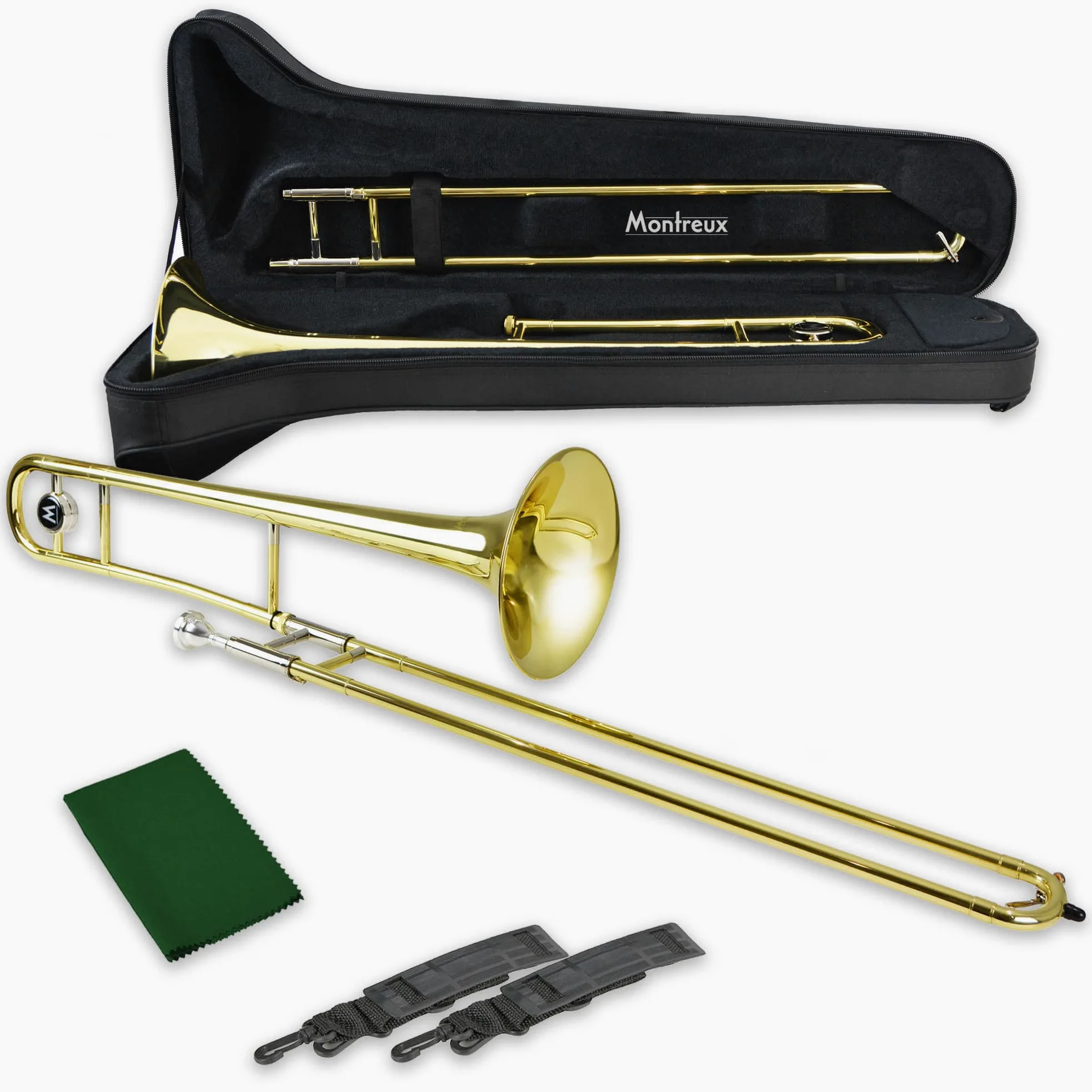 Montreux Student Sib Trombone pour débutants avec étui de protection léger, Embouchure 12C - Laiton laqué, Pavillon 8 pouces / 20 cm, Si bémol