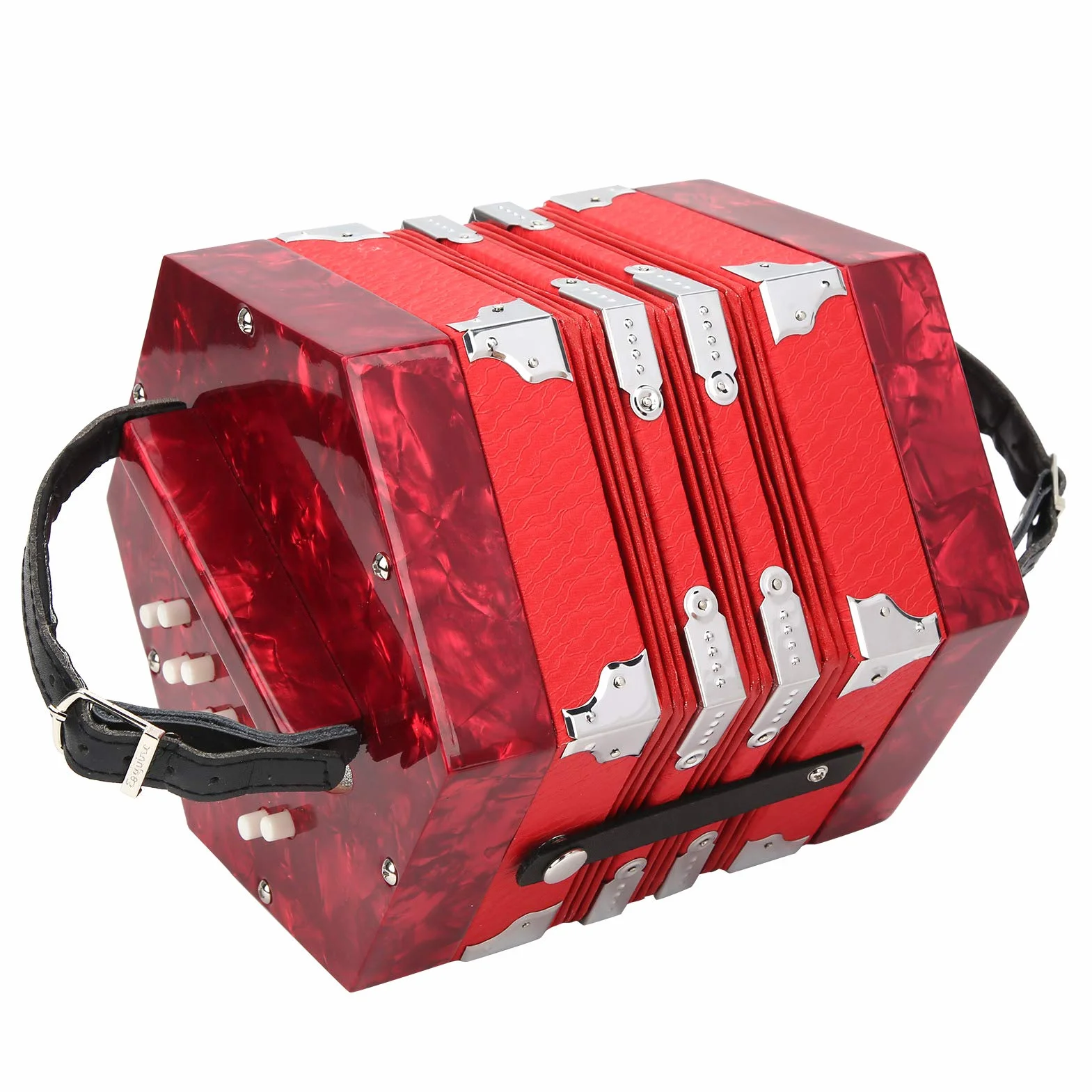 Accordéon Professionnel, Accordéon Concertina Professionnel Portable pour Adultes Fournitures D'instruments de Musique (Rouge)