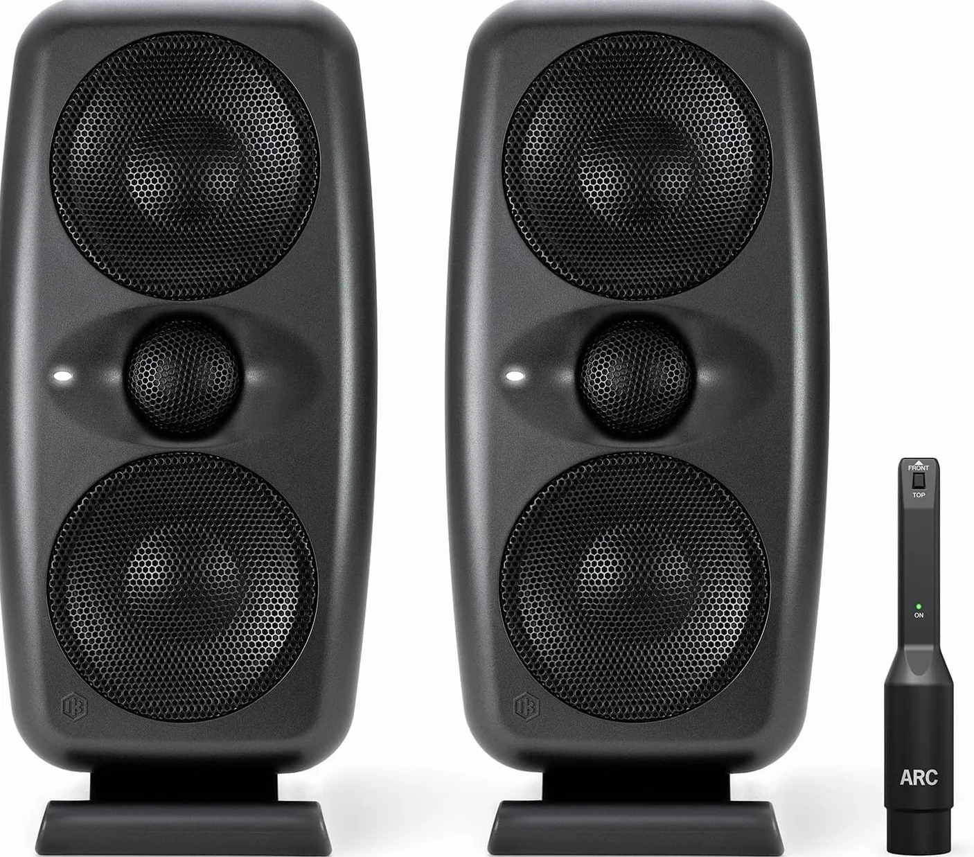 IK Multimedia iLoud MTM MKII - Paire de moniteurs de studio compacts haut de gamme de nouvelle génération avec correction ARC intégrée, émulation de haut-parleur, 100W. Micro ARC inclus. Noir