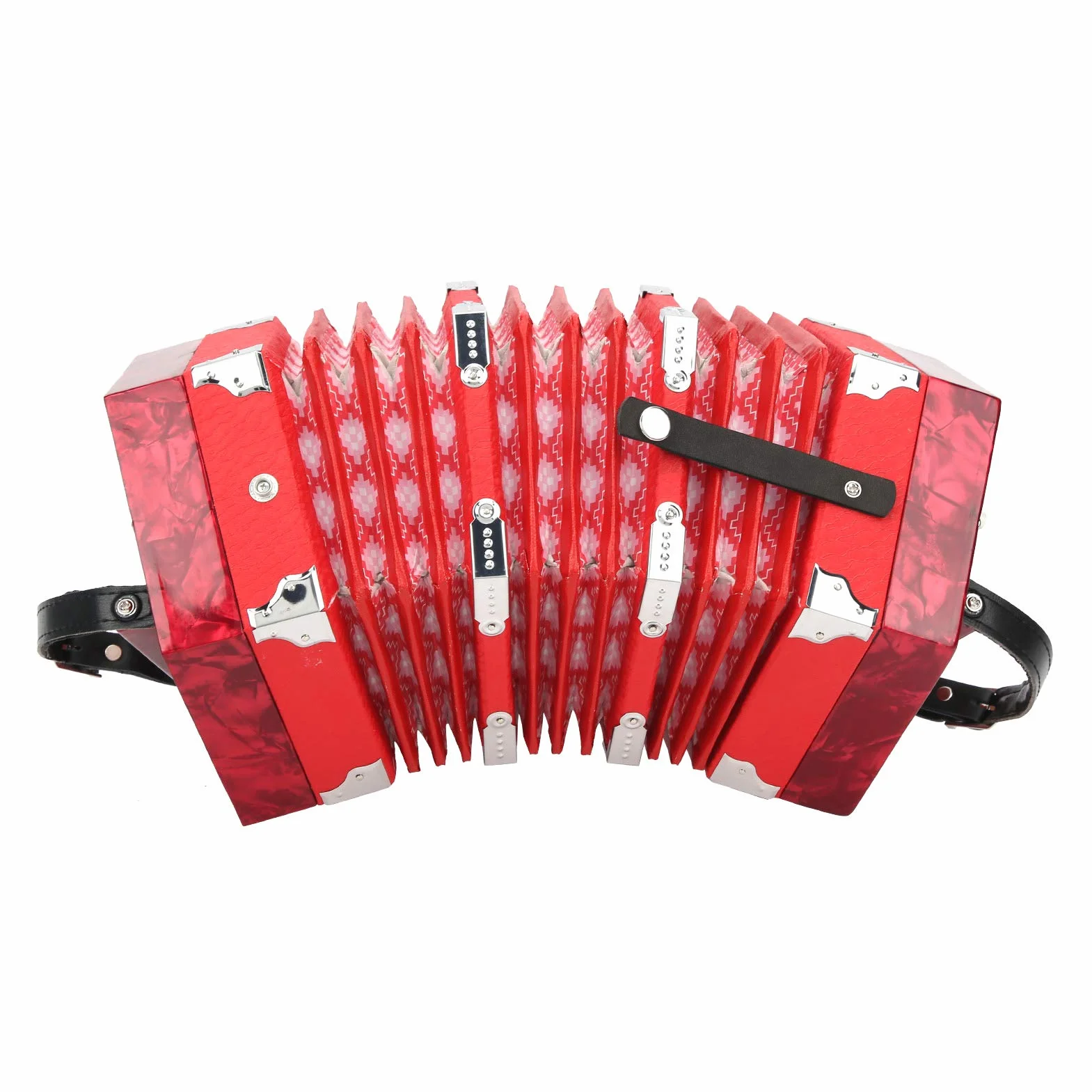 Accordéon Professionnel, Accordéon Concertina Professionnel Portable pour Adultes Fournitures D'instruments de Musique (Rouge)