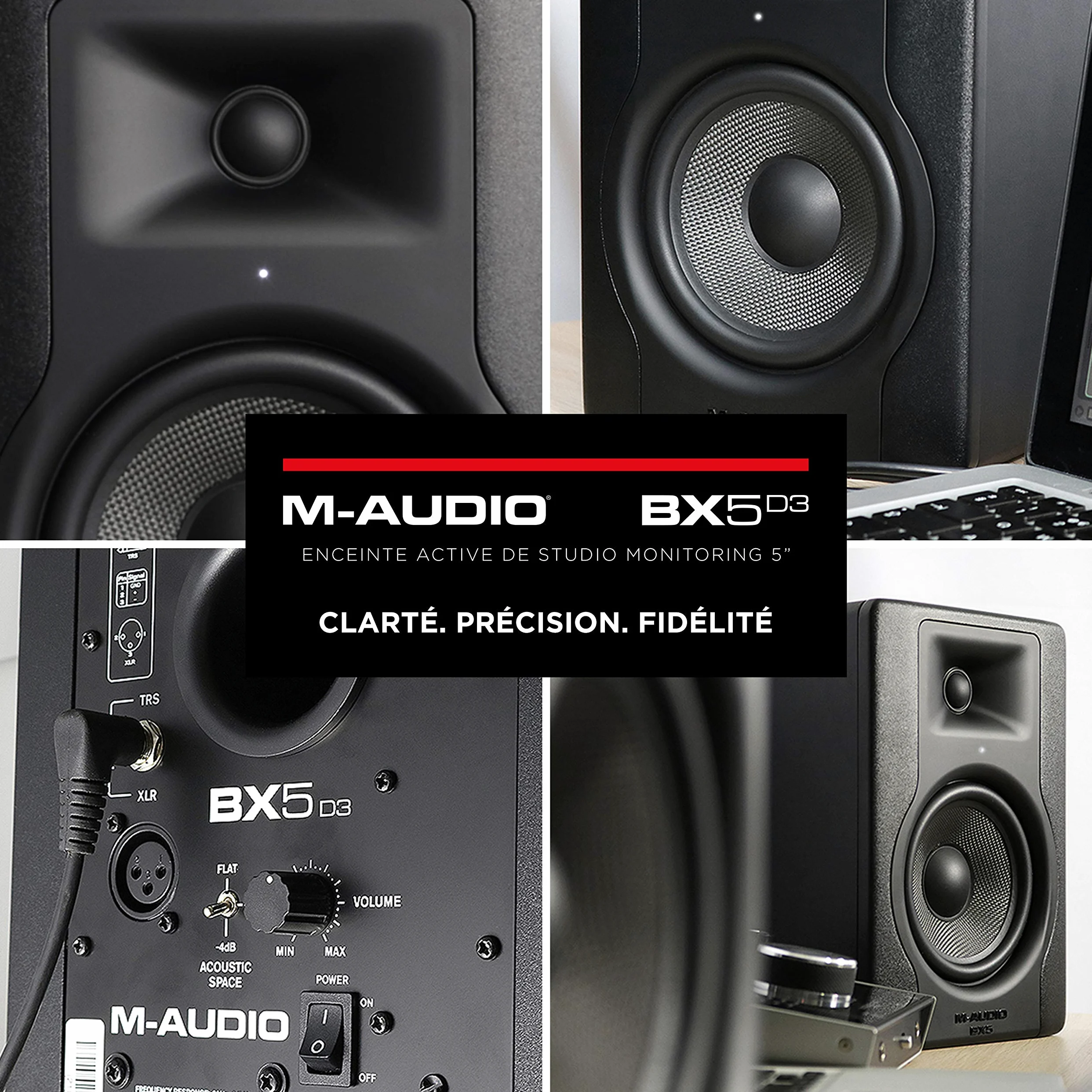 M-AUDIO BX5 Moniteur de Studio Simple 5 Pouces pour Production Musicale et Mixage avec Contrôle de l Espace Acoustique, Enceinte Active 2 Voies