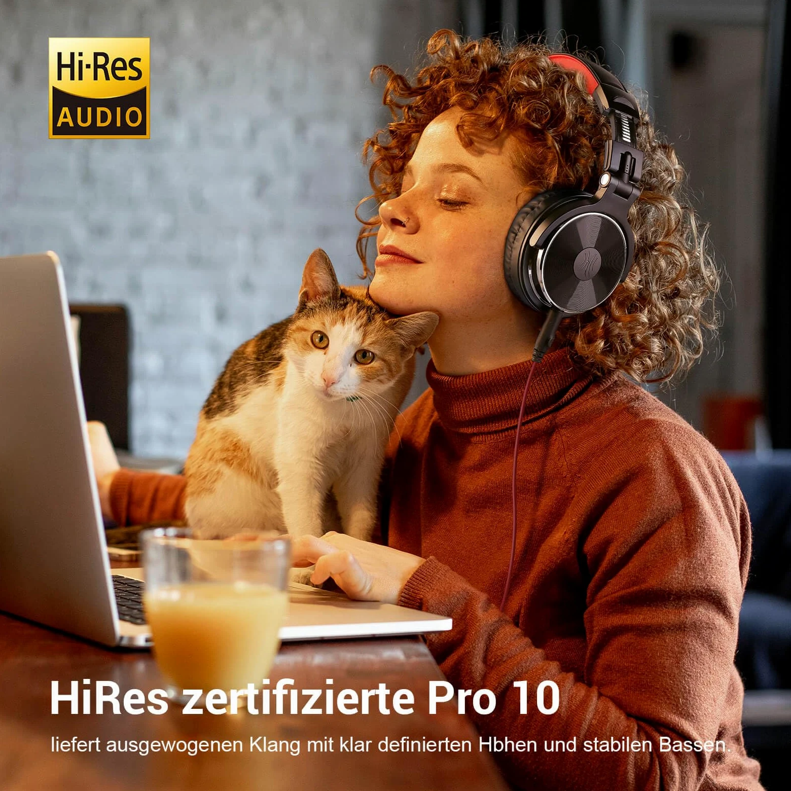 OneOdio Casque Audio Filaire DJ Piano Guitare avec Micro, Hi-Res Audio Extra Basse Son, Léger Confort Pliable Casques avec Share-Port, 2 câbles - Headphone pour PC Studio Monitor AMP Pro-10(Rouge)