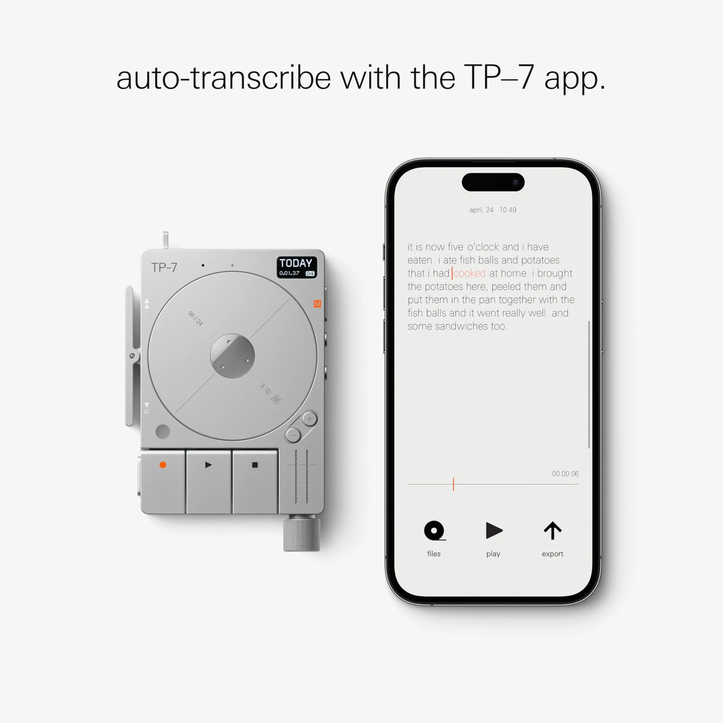 Teenage Engineering TP-7 (Enregistreur Portable, avec Interface Audio USB-C, Bluetooth, Microphone Interne, Haut-parleurs, 128 Go de mémoire, Interface Audio USB-C, 72 Heures d'autonomie)